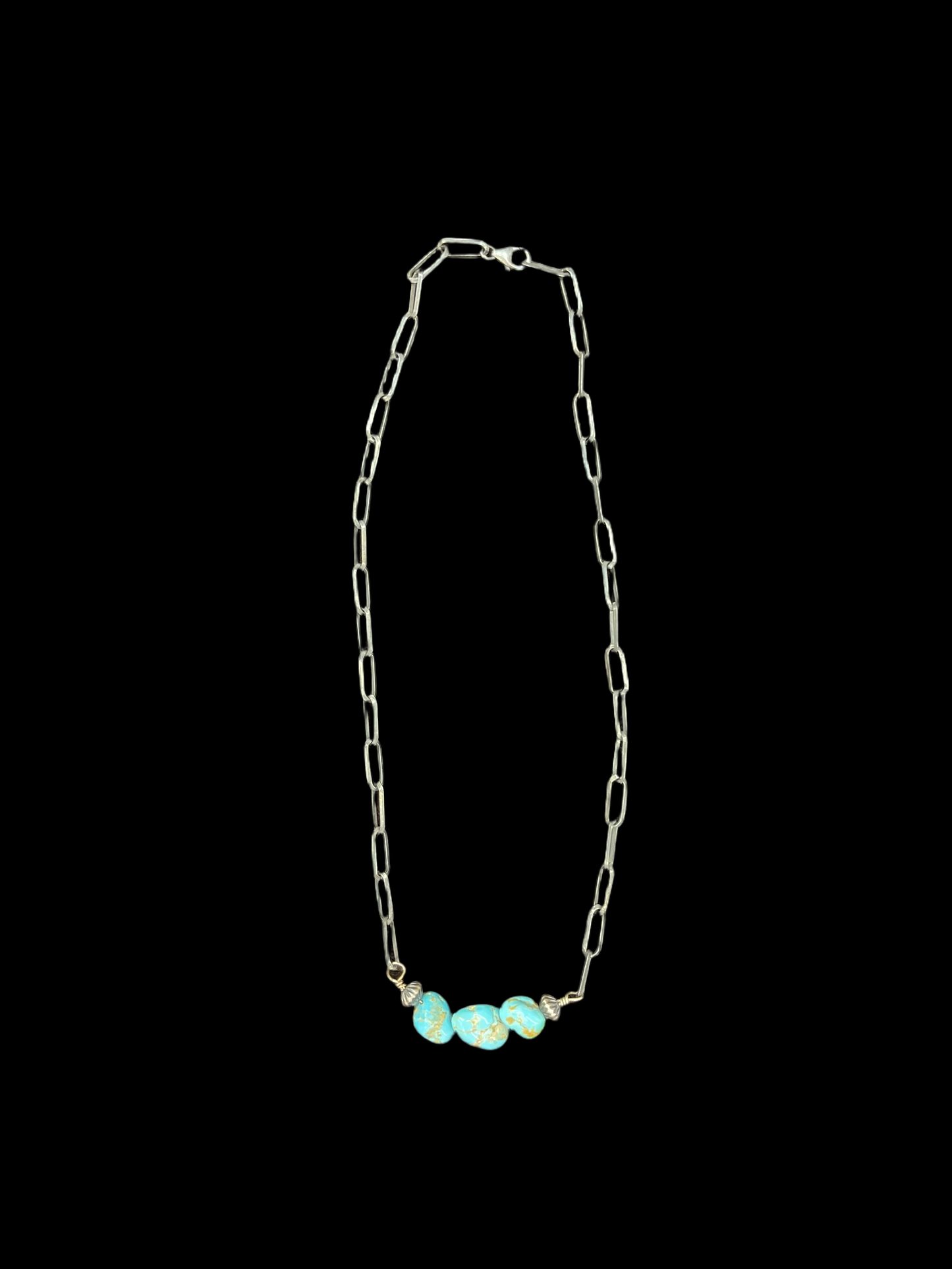 16" Natural Turquoise Nuggets on a Paperclip Chain Necklace