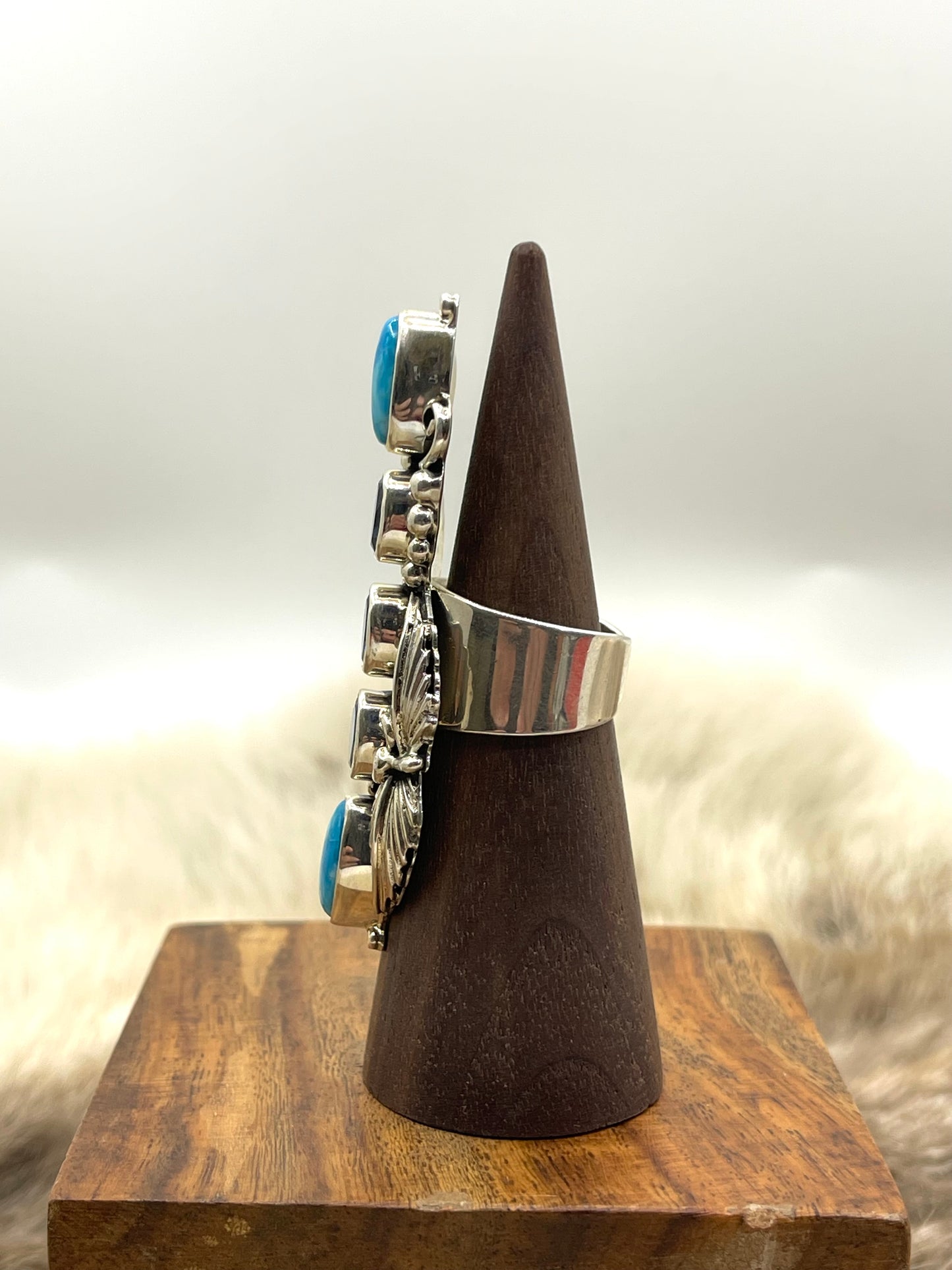 7.0 Blue Topaz and Turquoise Ring