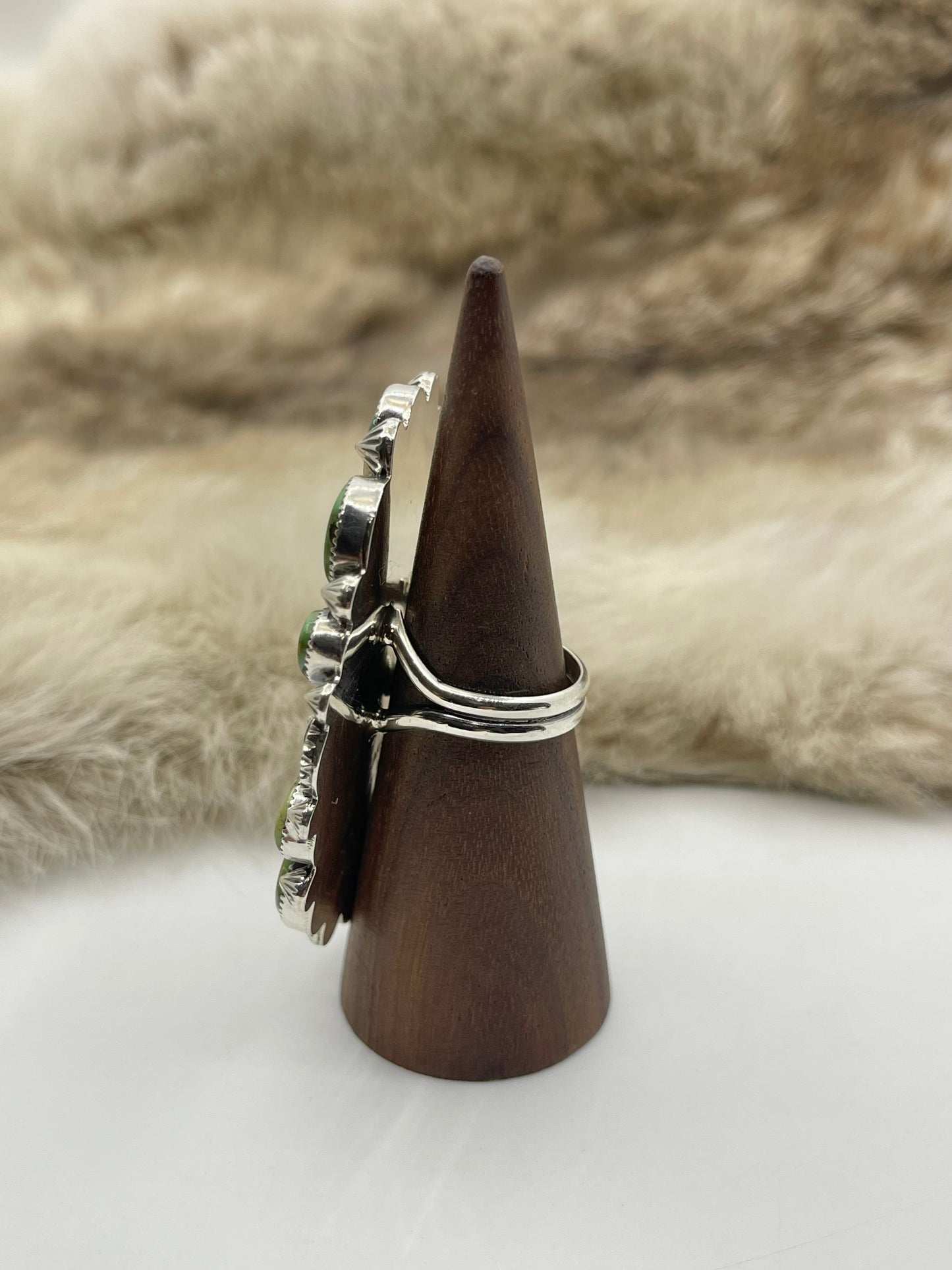 8.5 Sonoran Turquoise Cluster Ring by Larson L. Lee, Navajo