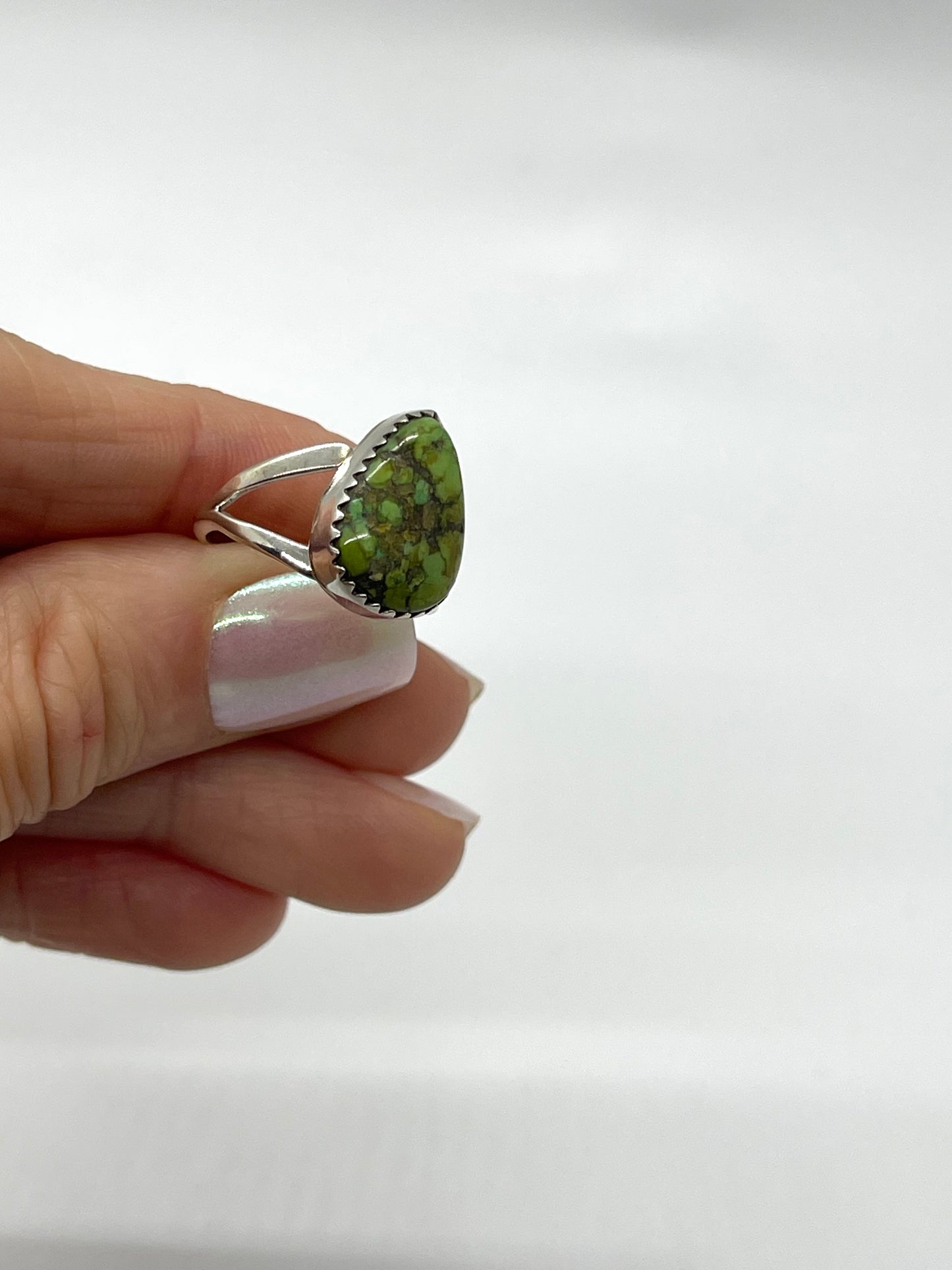 6.0 Sonoran Gold Turquoise Teardrop Ring by Gerald Joe, Navajo