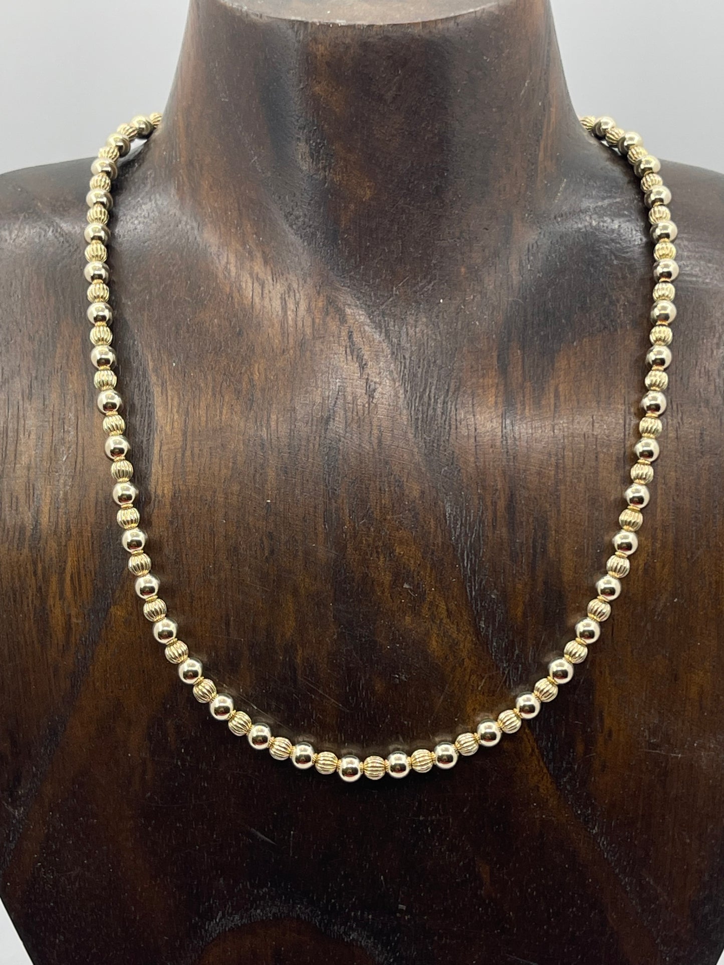 16"+3" 5mm 14k Gold Filled Alternating Beaded Necklace