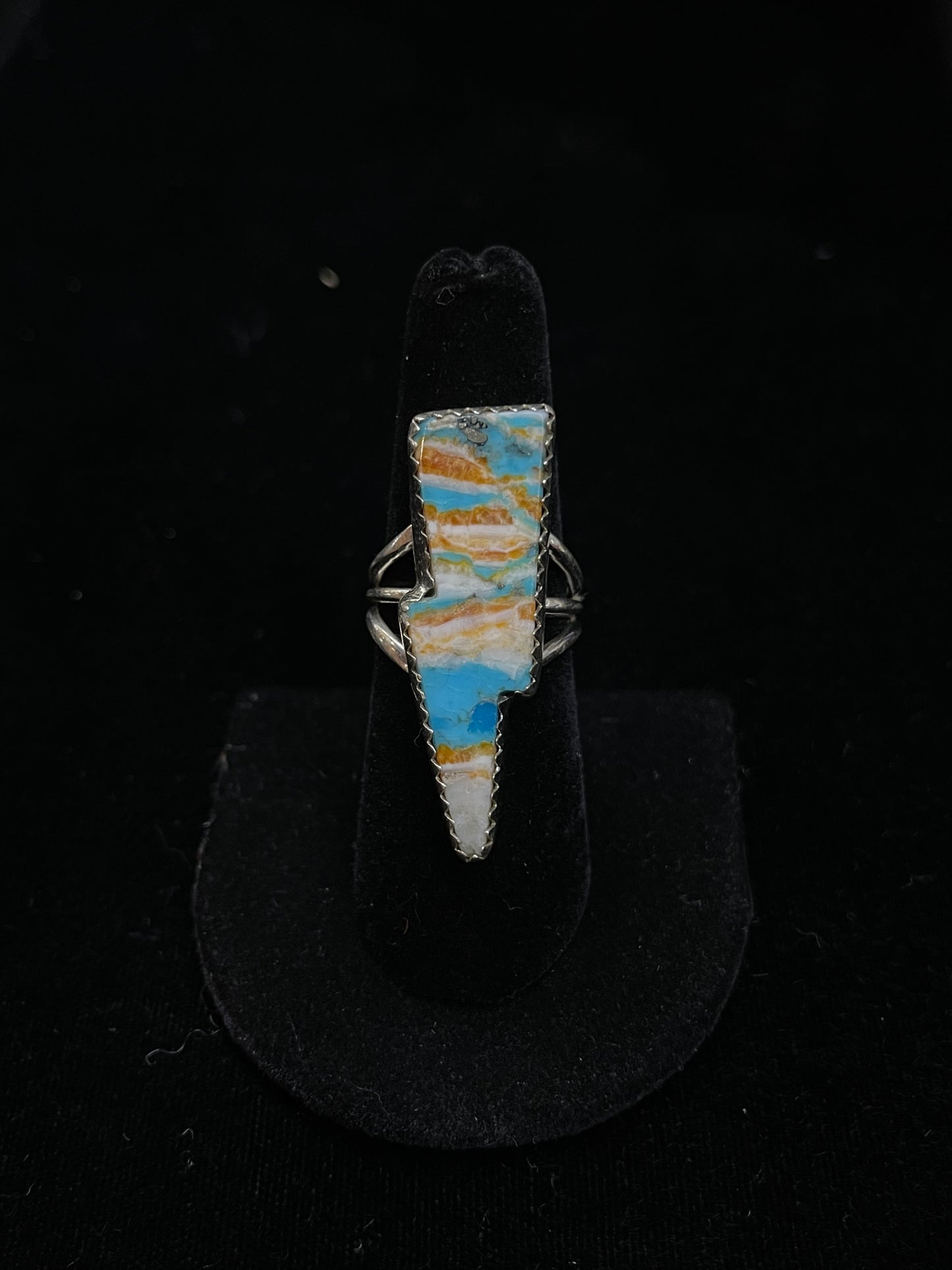 7.0 Spiny Turquoise Lighting Bolt Ring