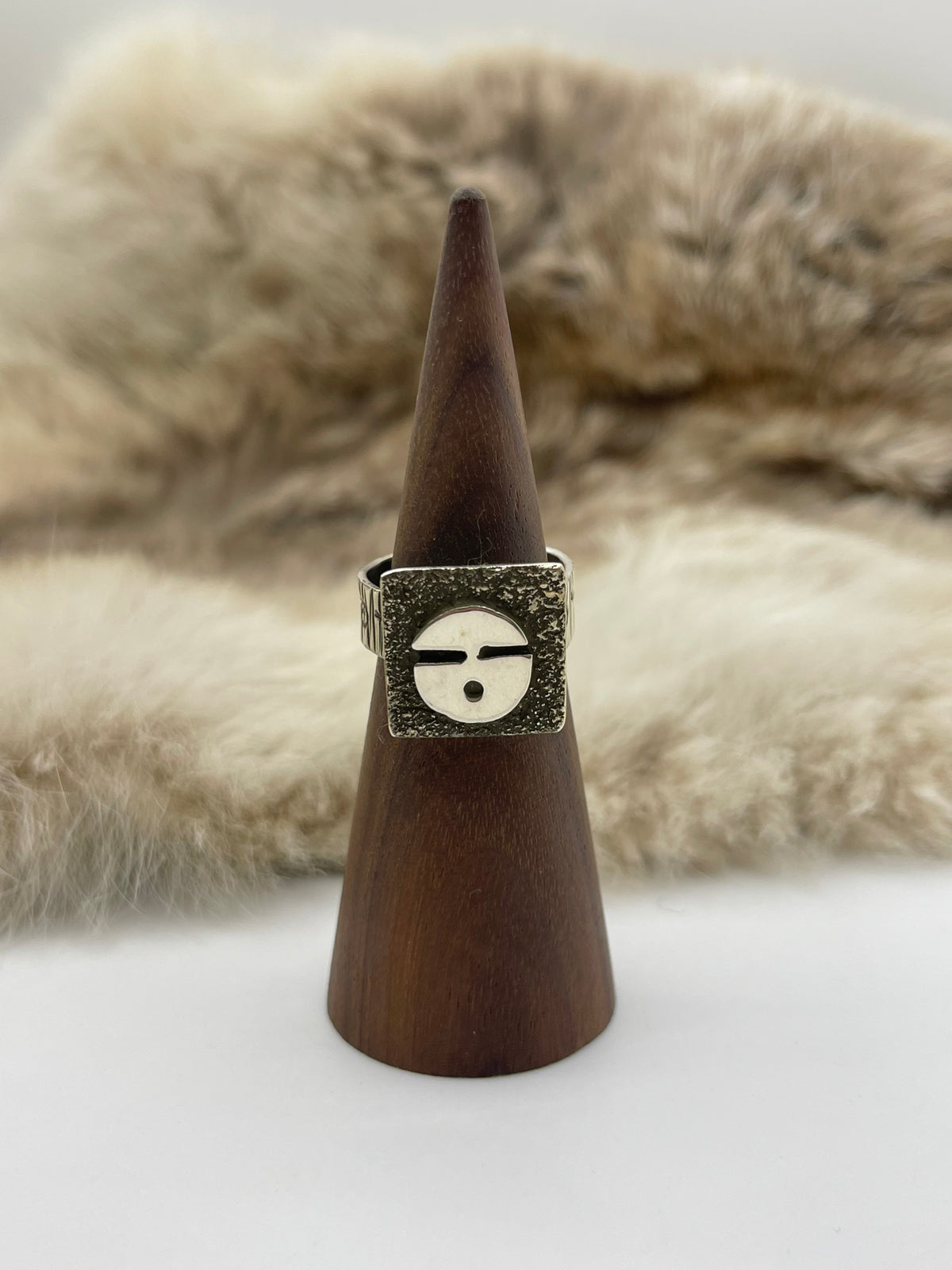 Adjustable 7.0-11.0 Sun Face Ring by Alex Sanchez, Navajo