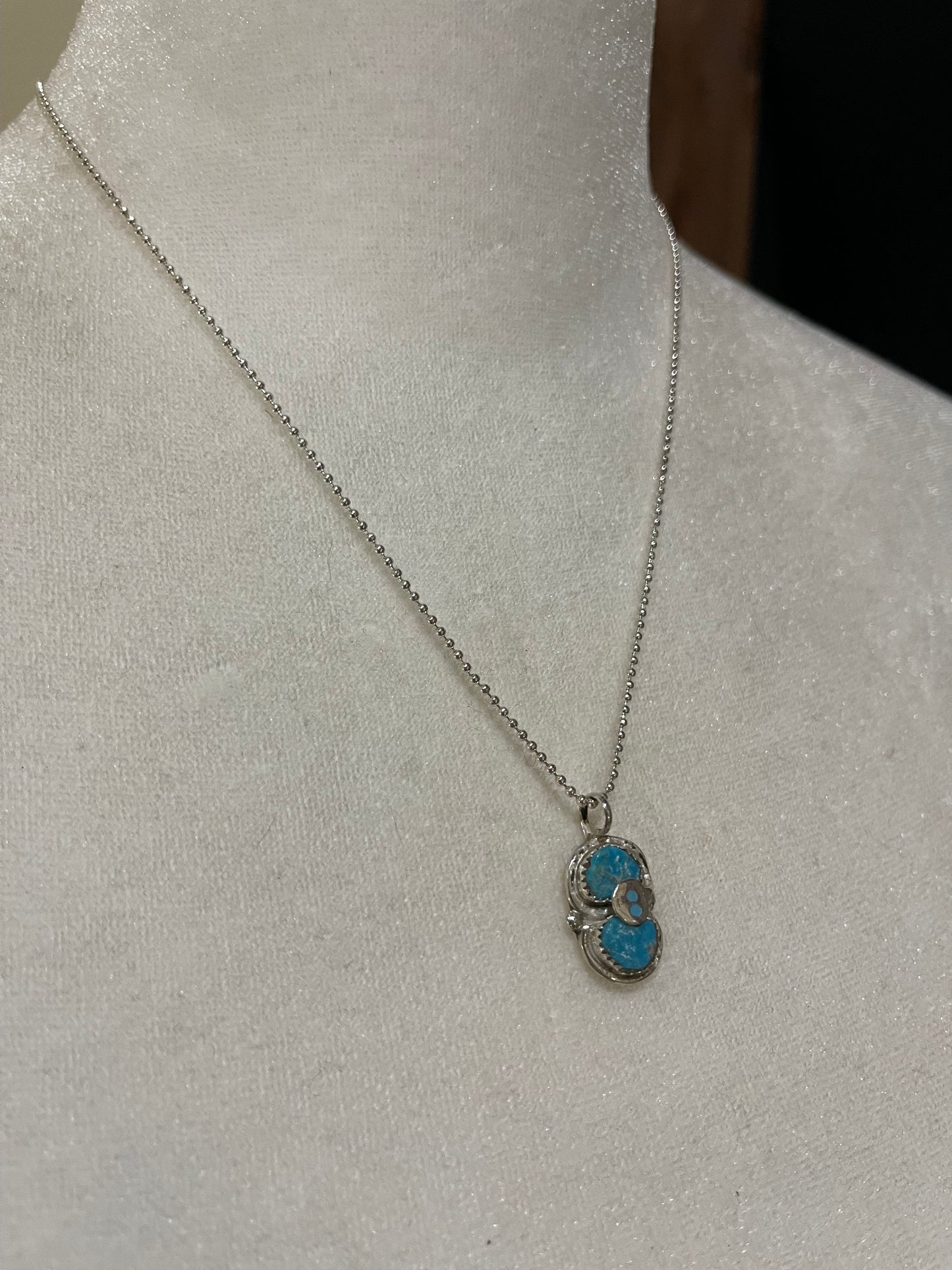 18" Turquoise Snake Pendant Necklace by Gayle Calabeza, Zuni