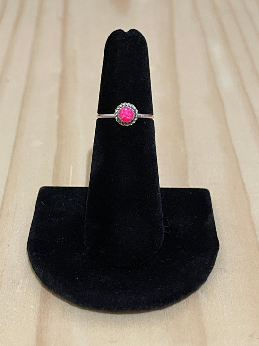 4.5 Pink Opal Ring by Esther White, Navajo