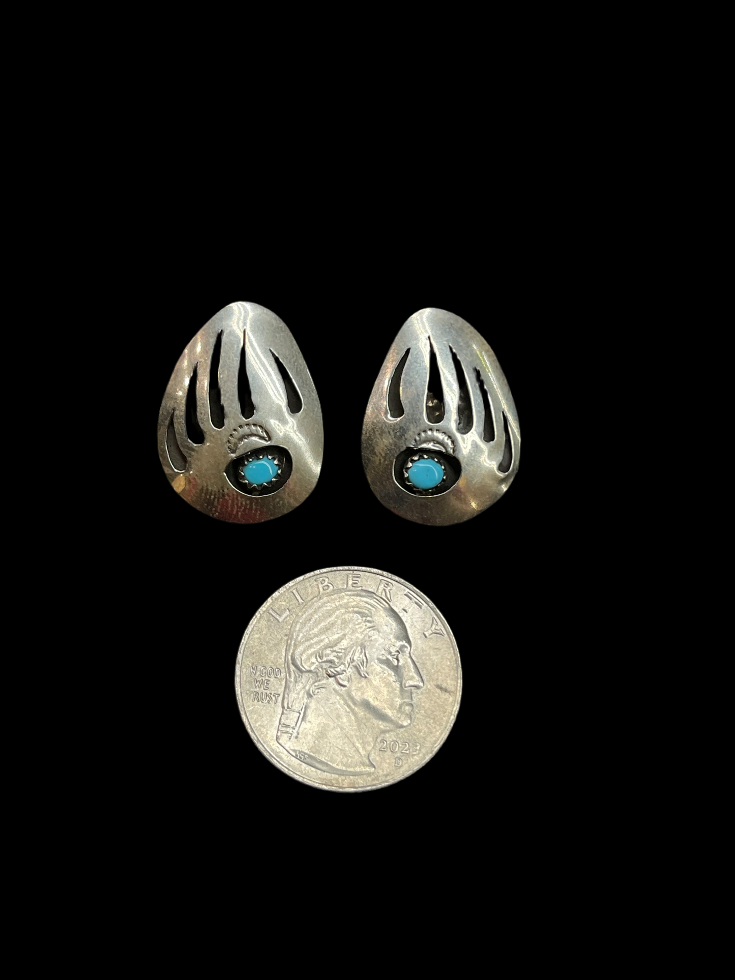 Shadowbox Bear Paw Post Earrings with Sleeping Beauty Turquoise