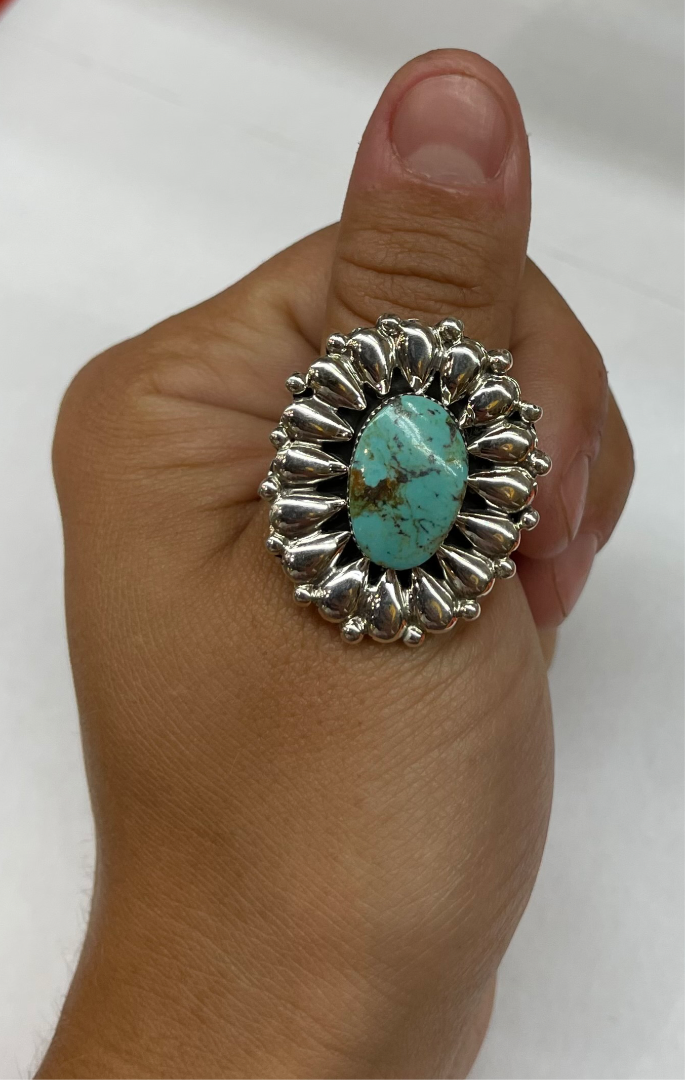 11.0 Kingman Turquoise Ring by Charlene Yazzie, Navajo