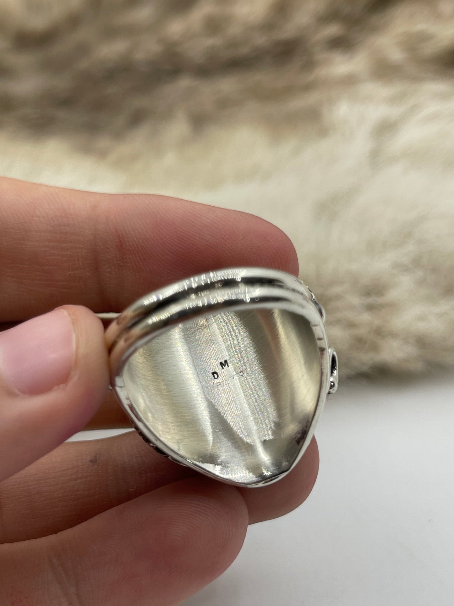 12.0 Turquoise Ring with Feather by Darrell Morgan, Navajo