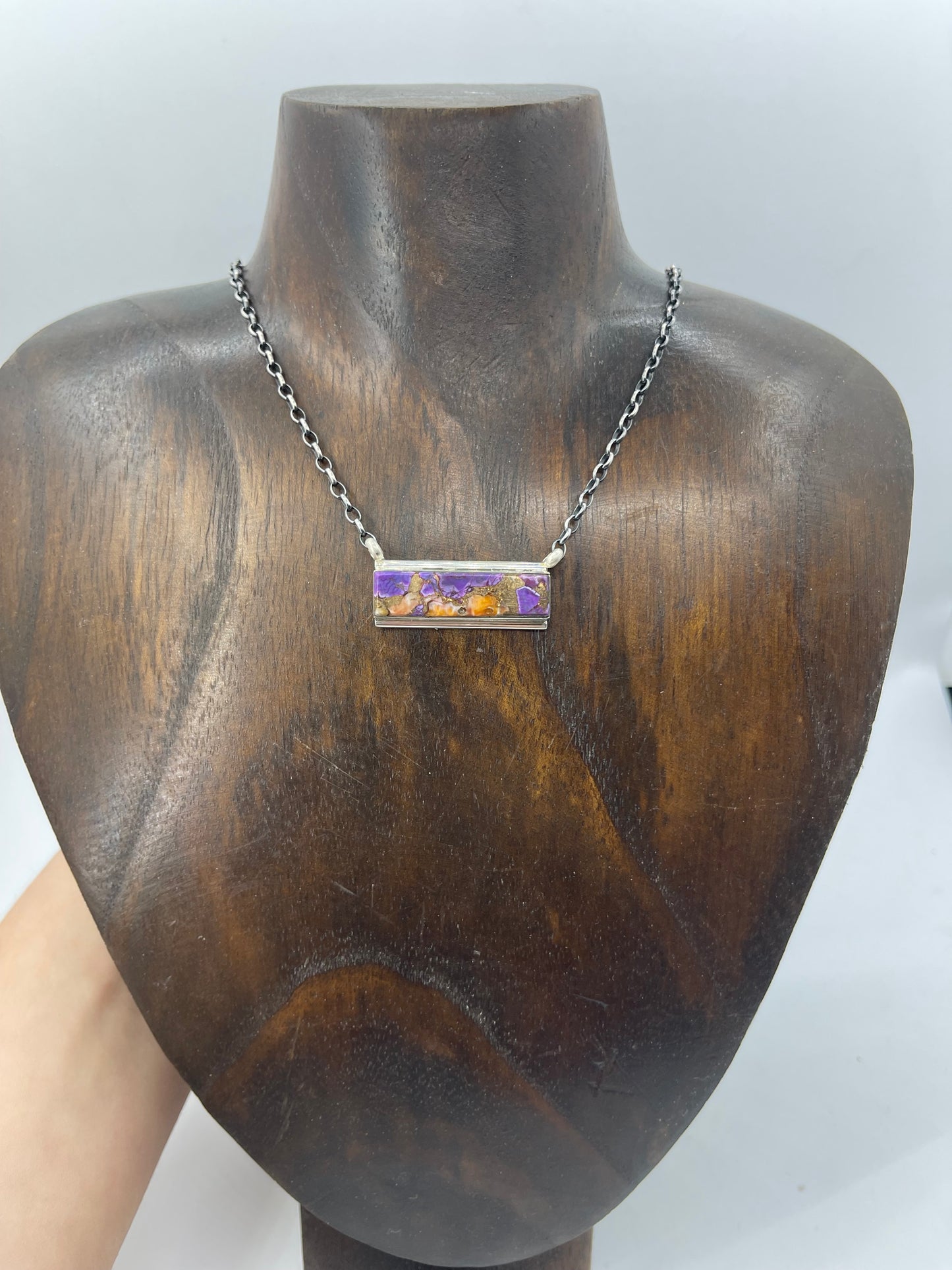 Spiny Bronze Bar Necklace by Steve Francisco, Navajo (Matrix Varies)