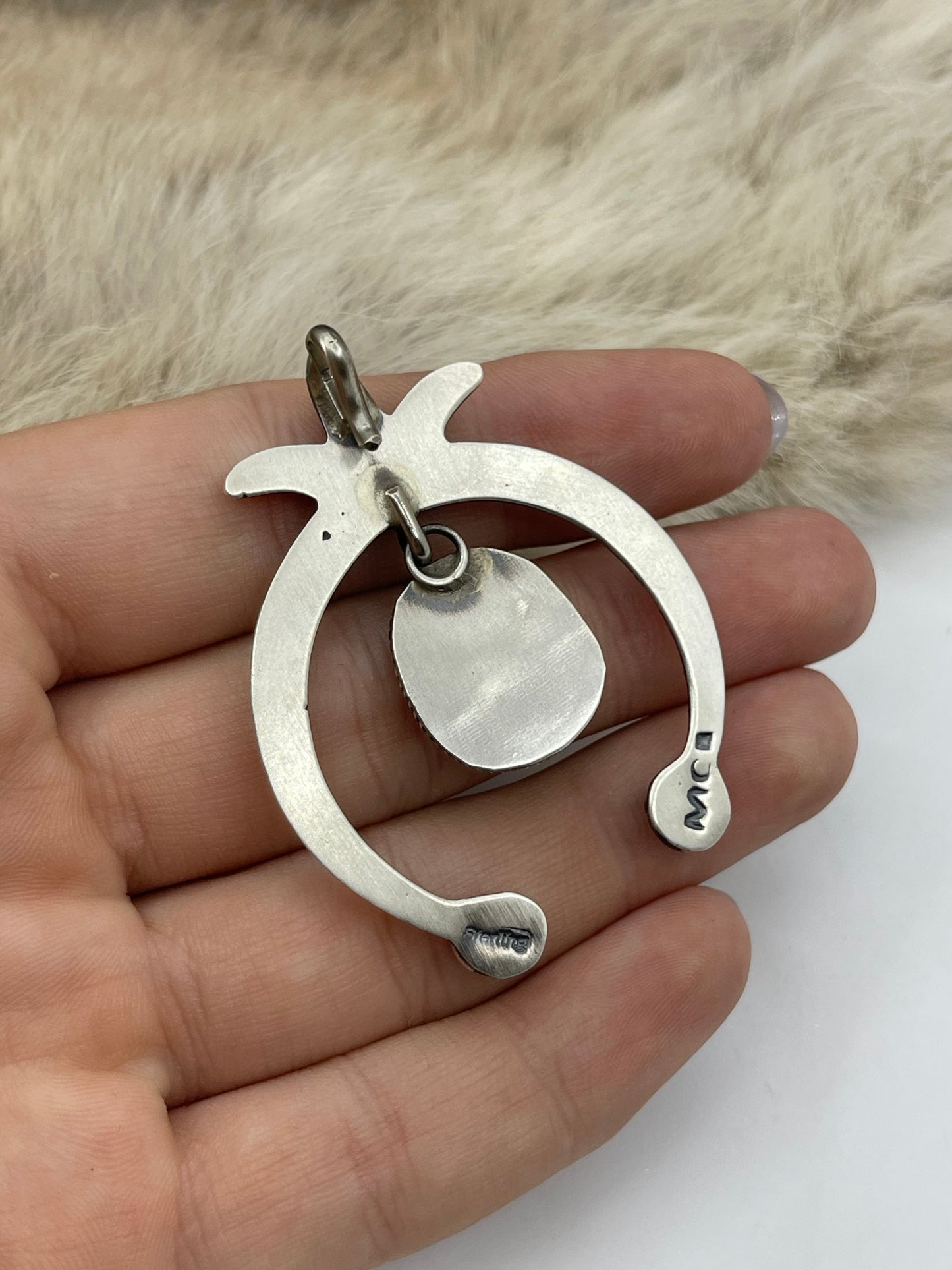 Spiny Oyster Naja Pendant with Sheperd Hook Bail by Mary Cayatineto, Navajo