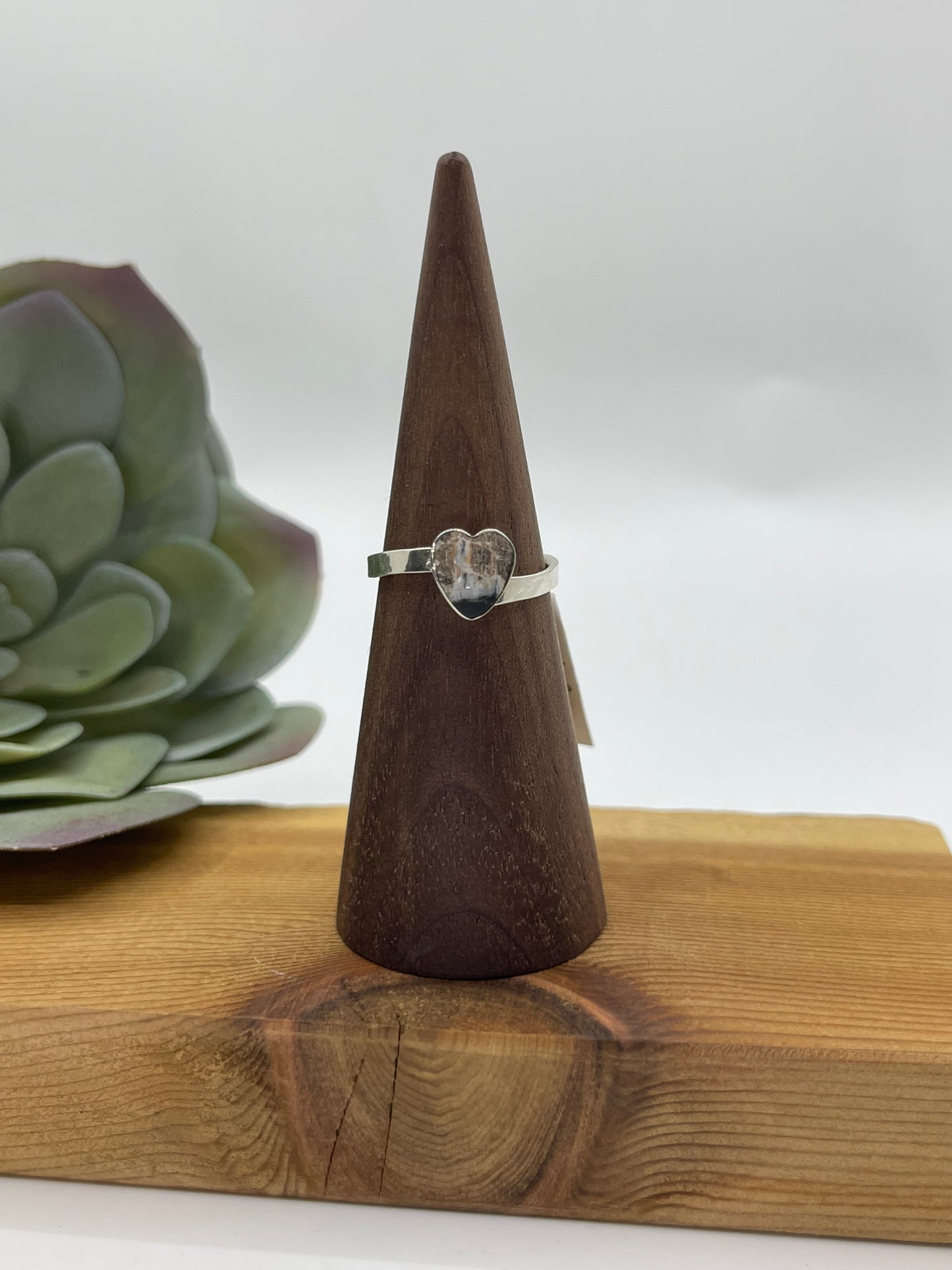 Slightly Adjustable 7.0 White Buffalo Heart Ring by Sonyei Coho, Navajo