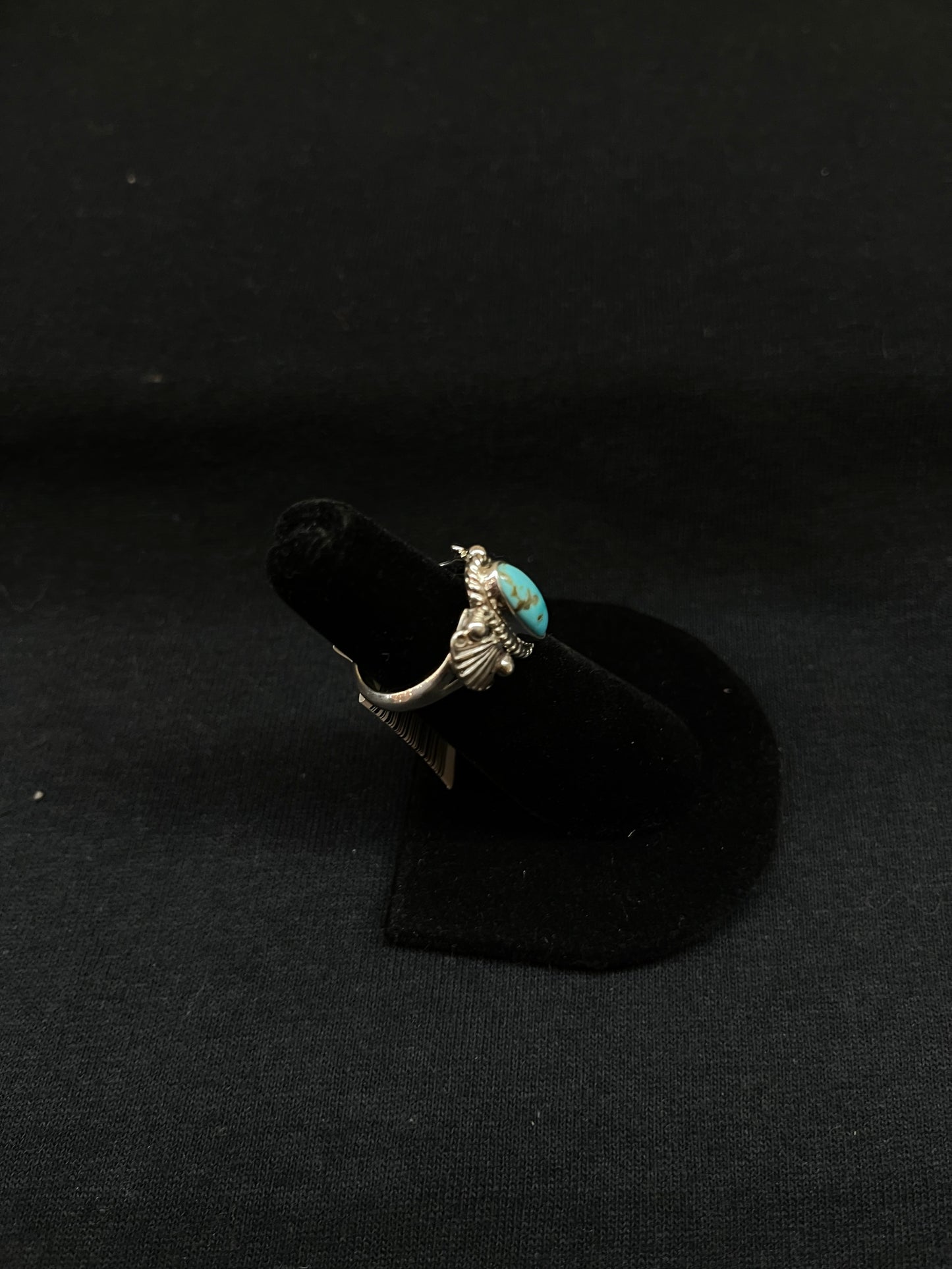 6.0 Turquoise Oval Ring by Alice R. Sanders, Navajo