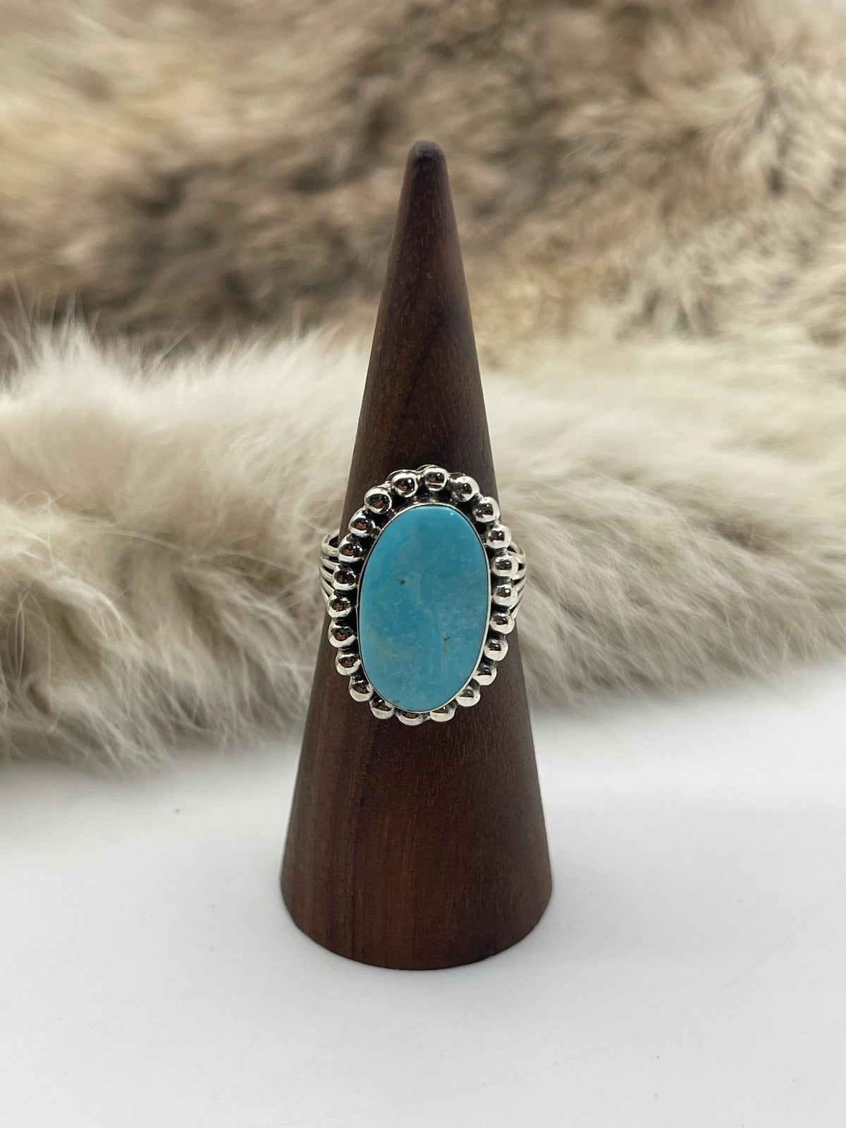 7.5 Turquoise Ring by James Bahe, Navajo