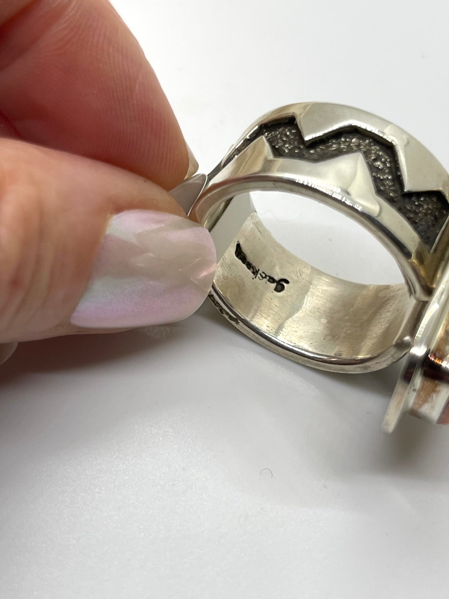 12.5 Spiny Oyster Ring by Marie Jackson, Navajo