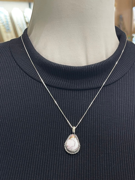 20" Cotton Candy Teardrop Pendant by Johnny Dixon, Navajo