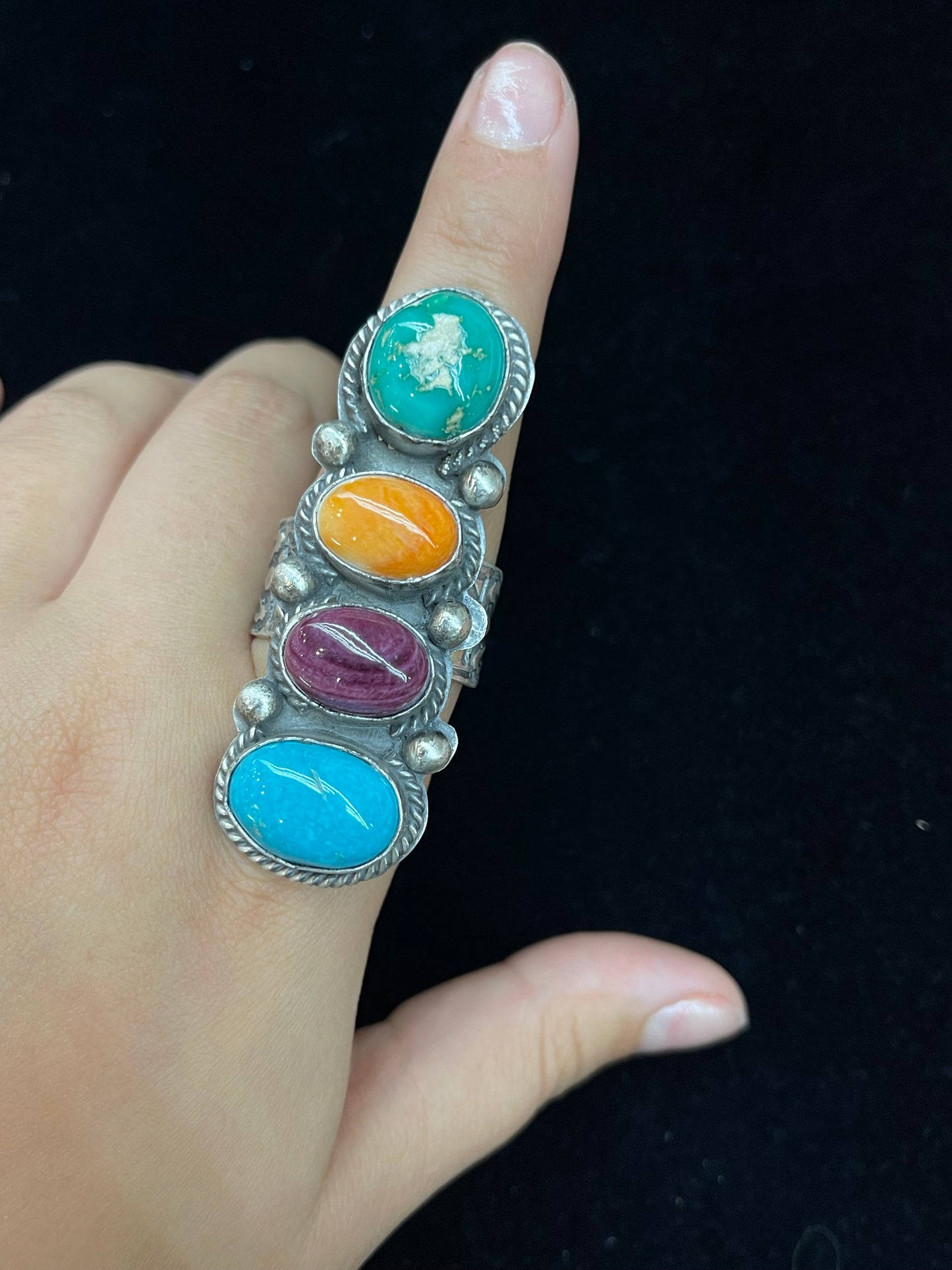 11.0 Multi 4 stone Ring by Boyd J. Ashley, Navajo