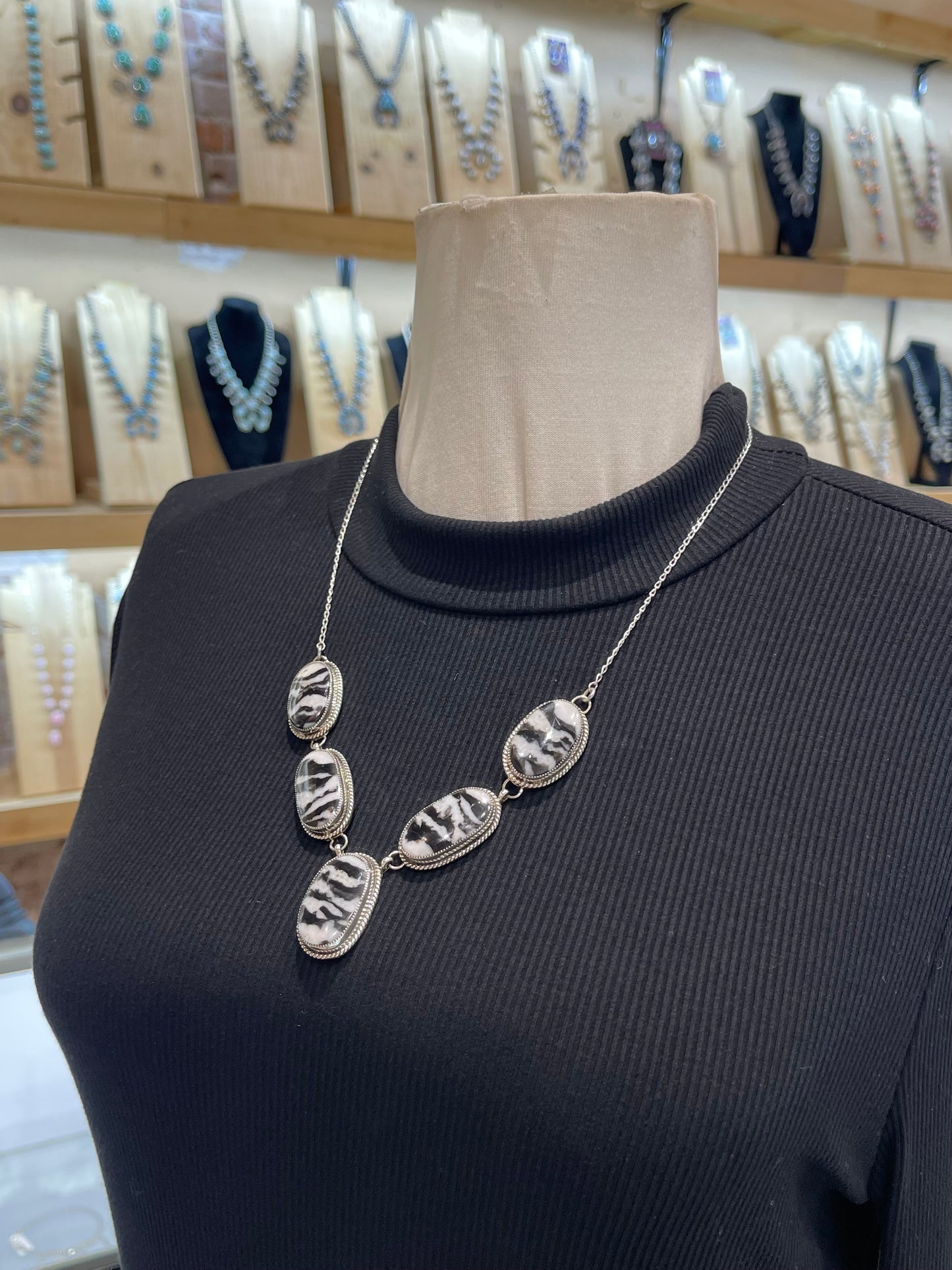 22" Zebra Jasper Necklace and Earring Set by Joe Begay, Navajo