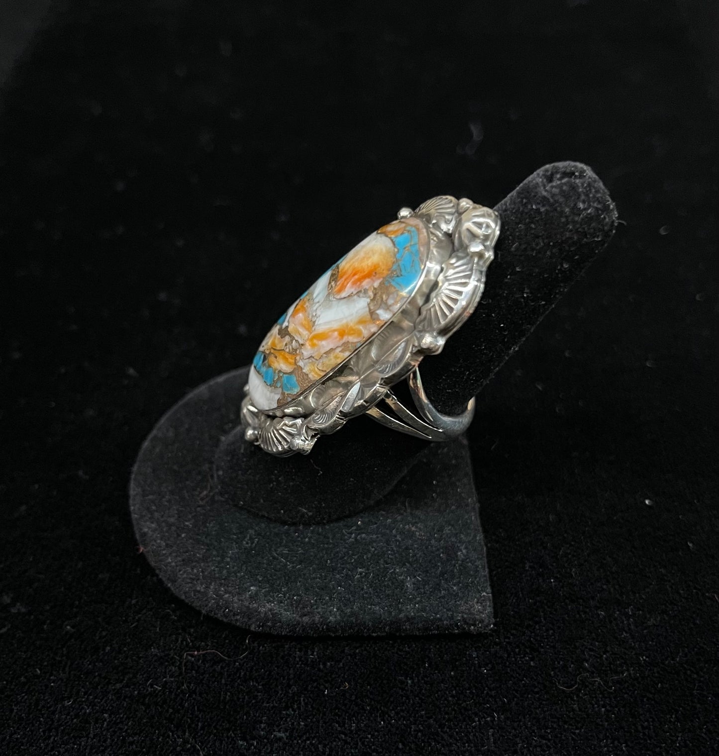 8.0 Spiny Turquoise Ring by Emerson Delgarito, Navajo