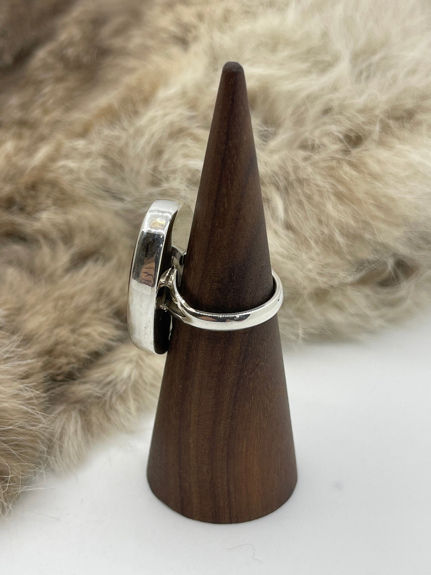 7.0 Ammonite Fossil Ring by Lawrence Willie, Navajo