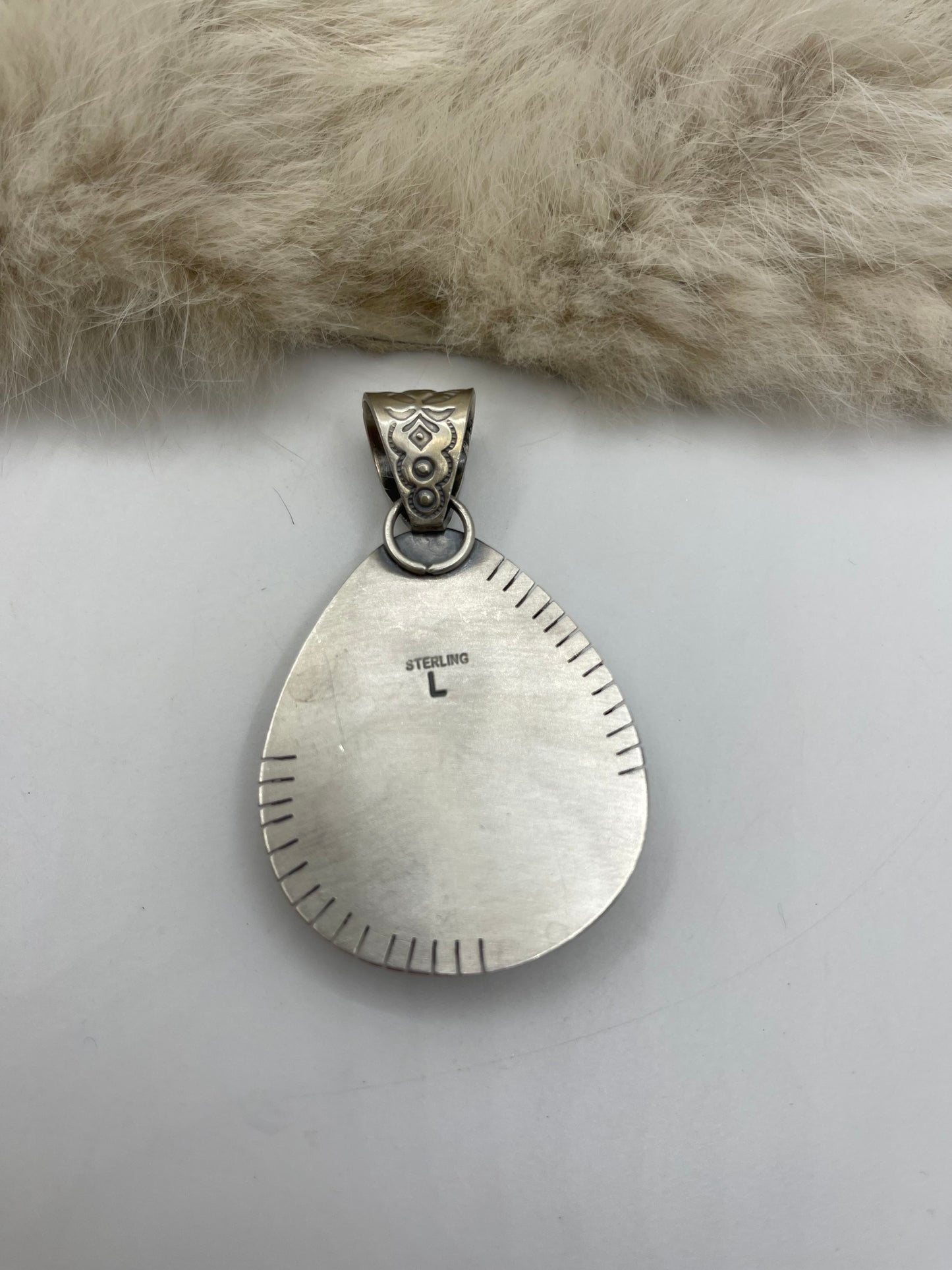 10mm Bail White Buffalo Teardrop Pendant by Jeff Largo, Navajo