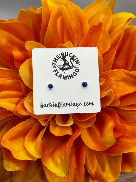 3.5mm Dainty Blue Lapis Stud Earrings