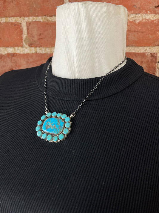 Turquoise Cluster Necklace by Larry Etsitty, Navajo