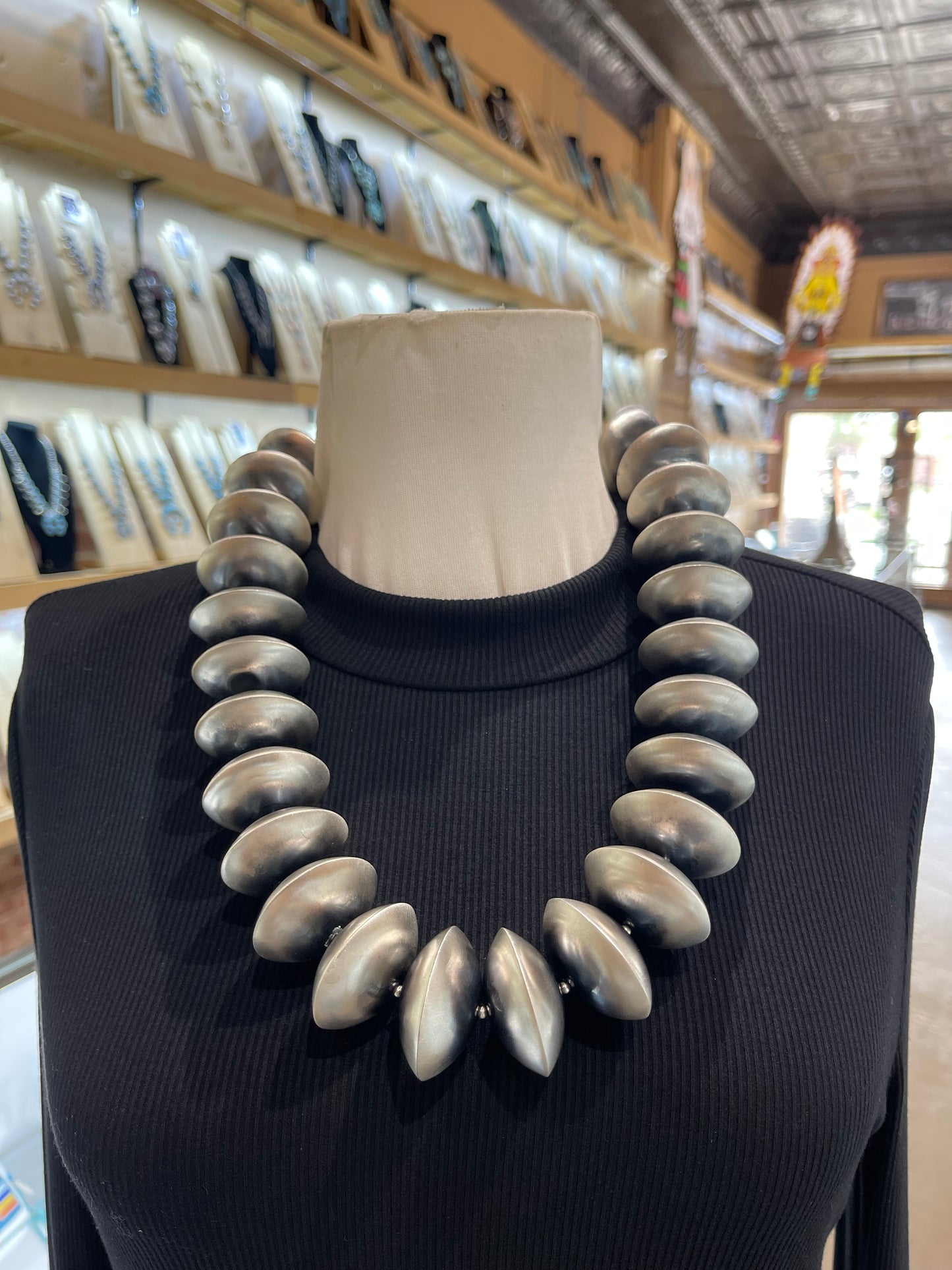 LOT 92 9/6 22"+3" Extender 36mm Handmade Navajo Pearls by Austin Haley, Navajo