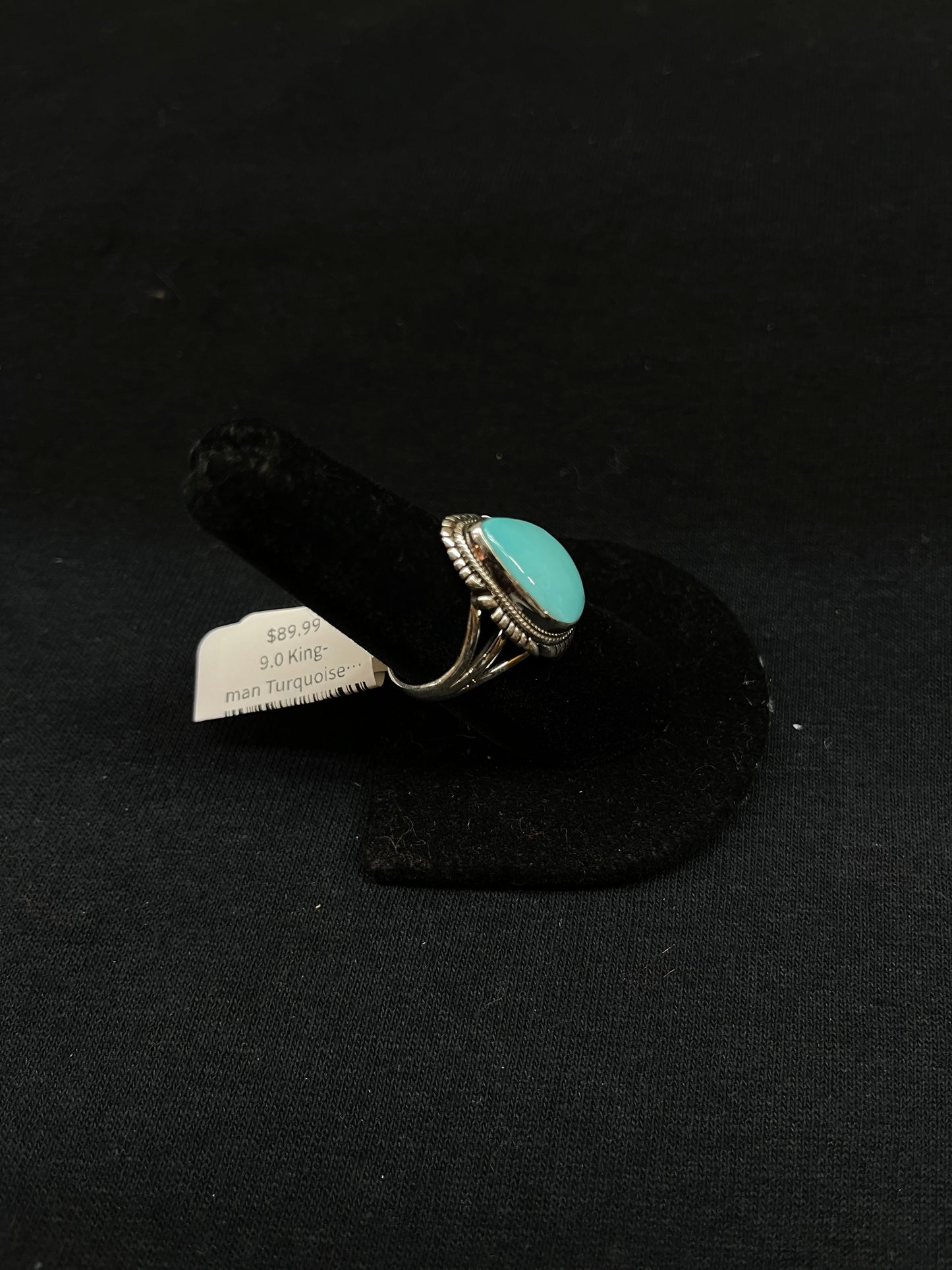 9.0 Kingman Turquoise Teardrop Ring