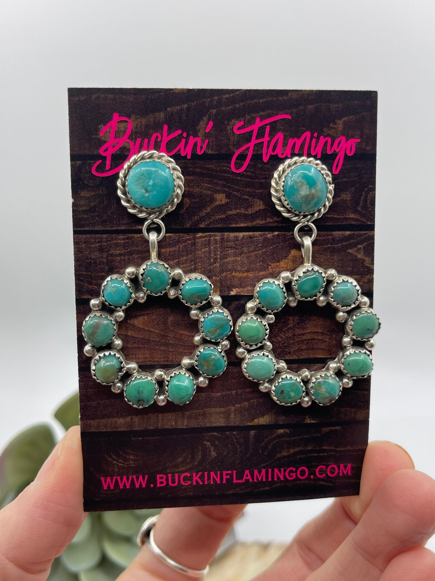 Turquoise Infinity Cluster Post Dangle Earrings by Maxine Ramirez, Navajo