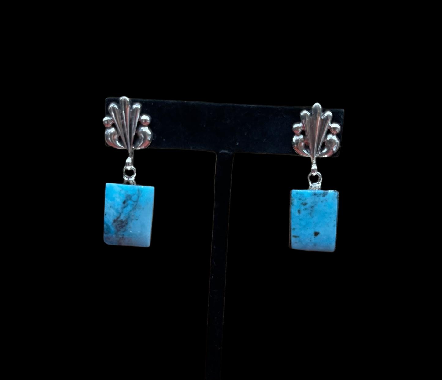 Turquoise Dangle Earrings by Sadie Jim, Navajo