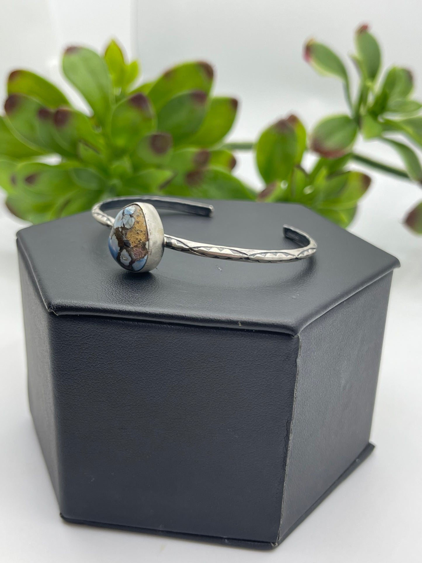 5.5" - 7" Golden Hills Turquoise Teardrop Cuff