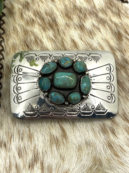 Cluster Turquoise Belt Buckle by Jolene Begay, Navajo