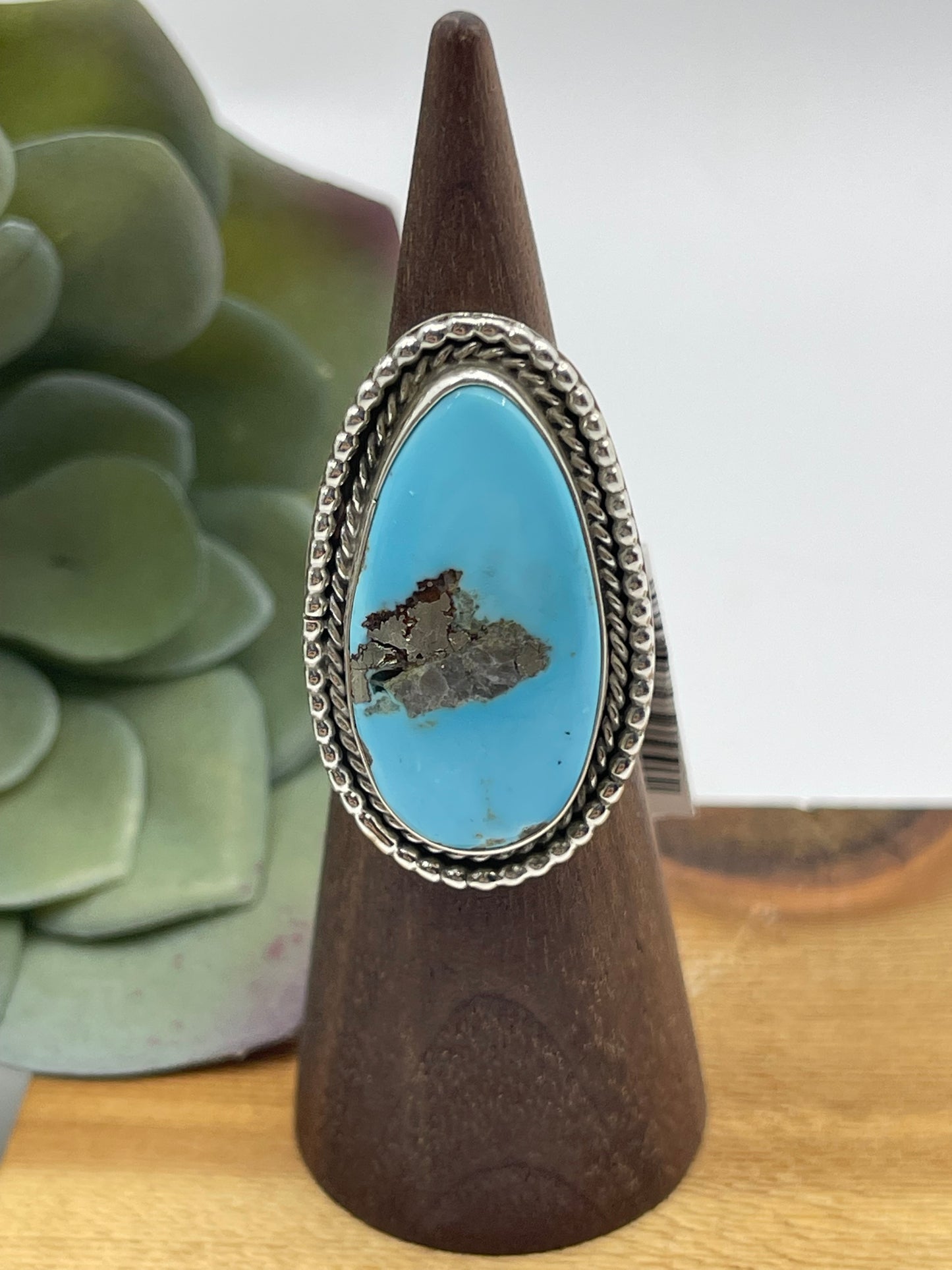 6.0 Kingman Turquoise Ring by Andrew Vandever, Navajo