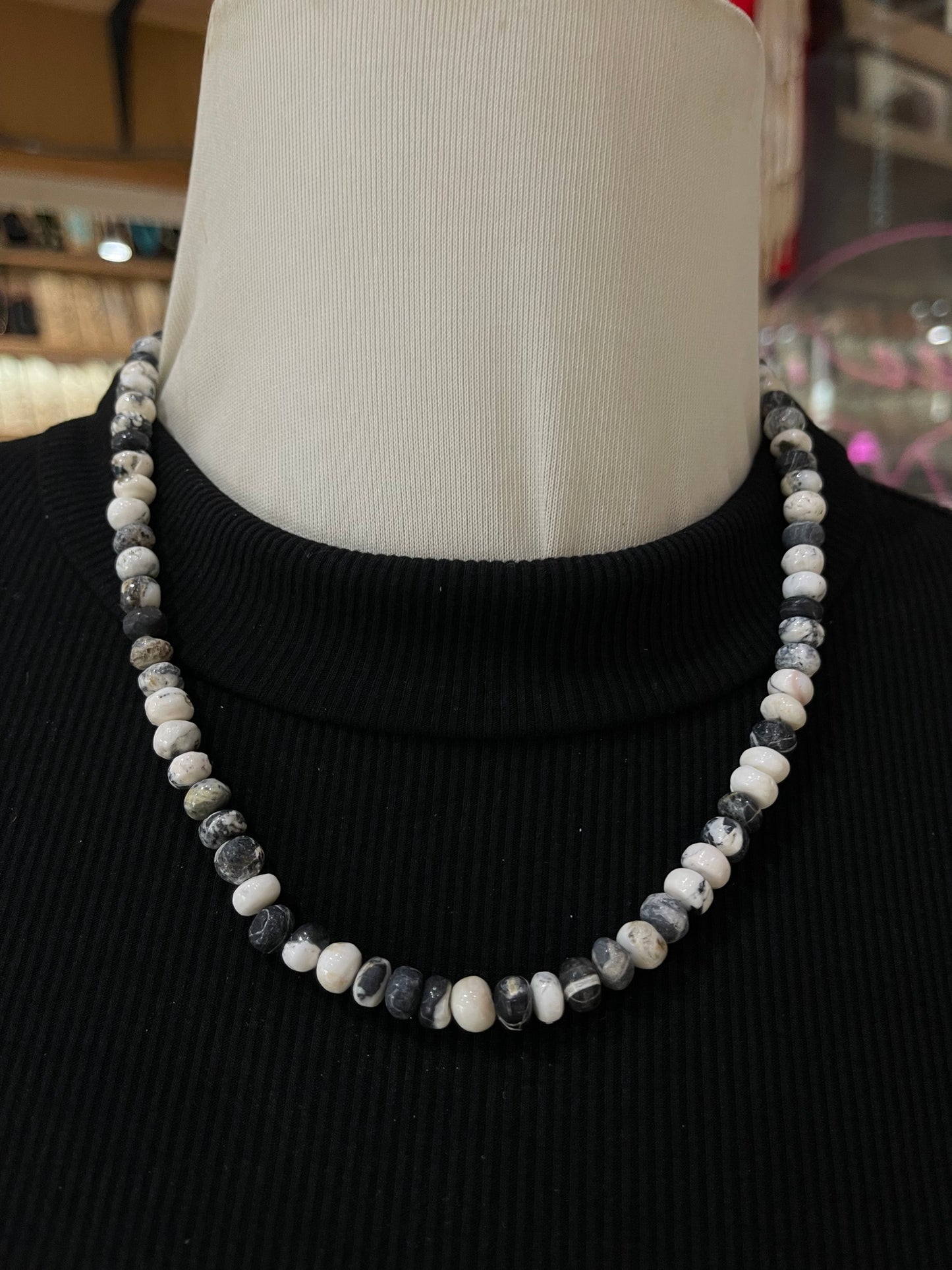 19" 7mm White Buffalo Beaded Necklace