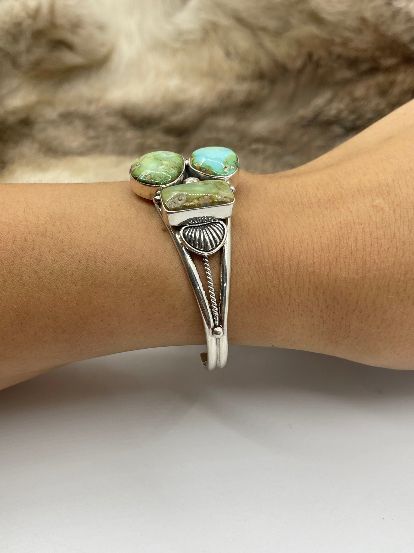 6”-8” 3 Stone Sonoran Gold Turquoise Cuff