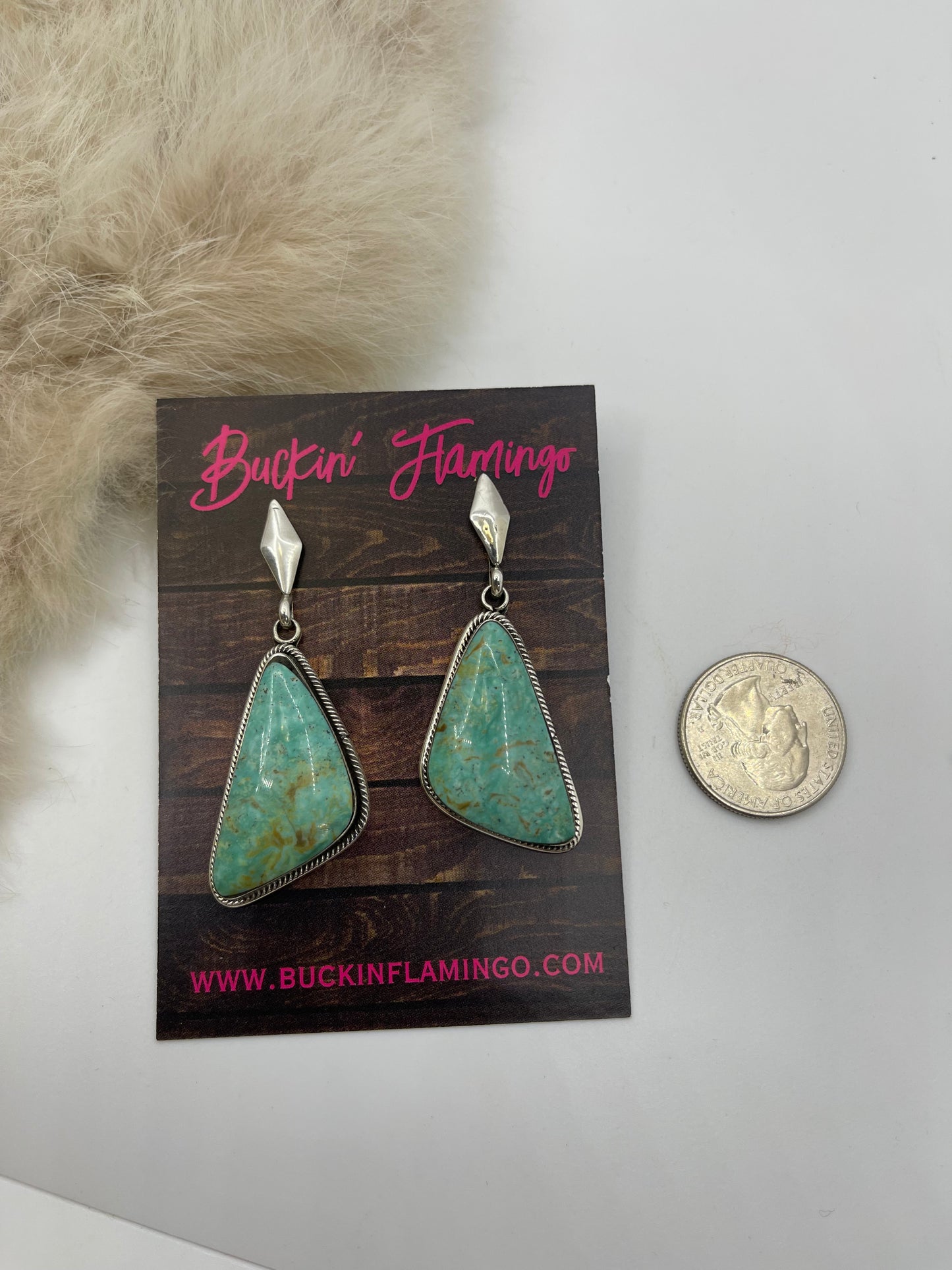 Kingman Turquoise Triangle Post Dangle by Mike Smith, Navajo