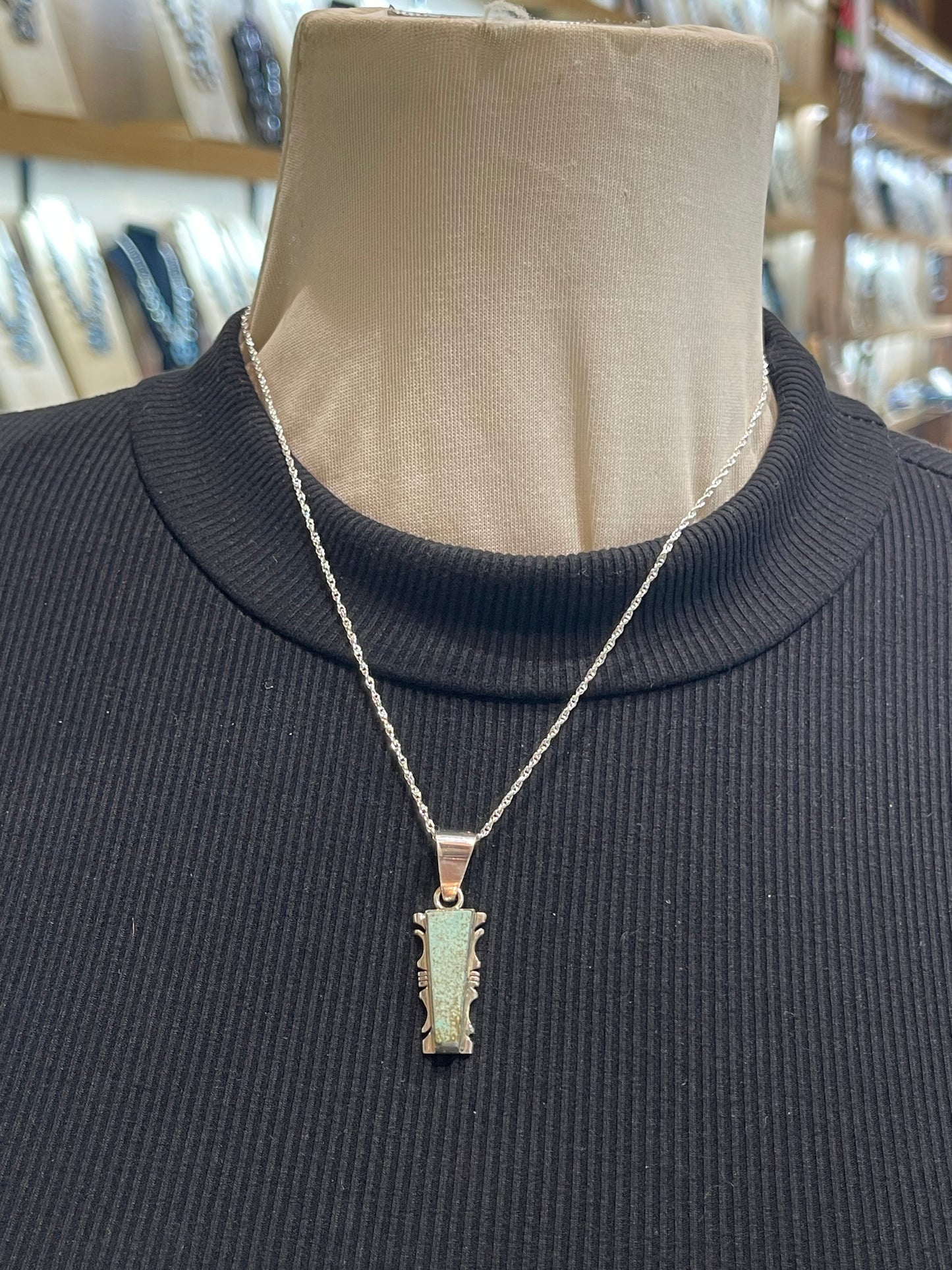 Inlay #8 Turquoise Pendant on 18" Chain by Steve Francisco, Navajo