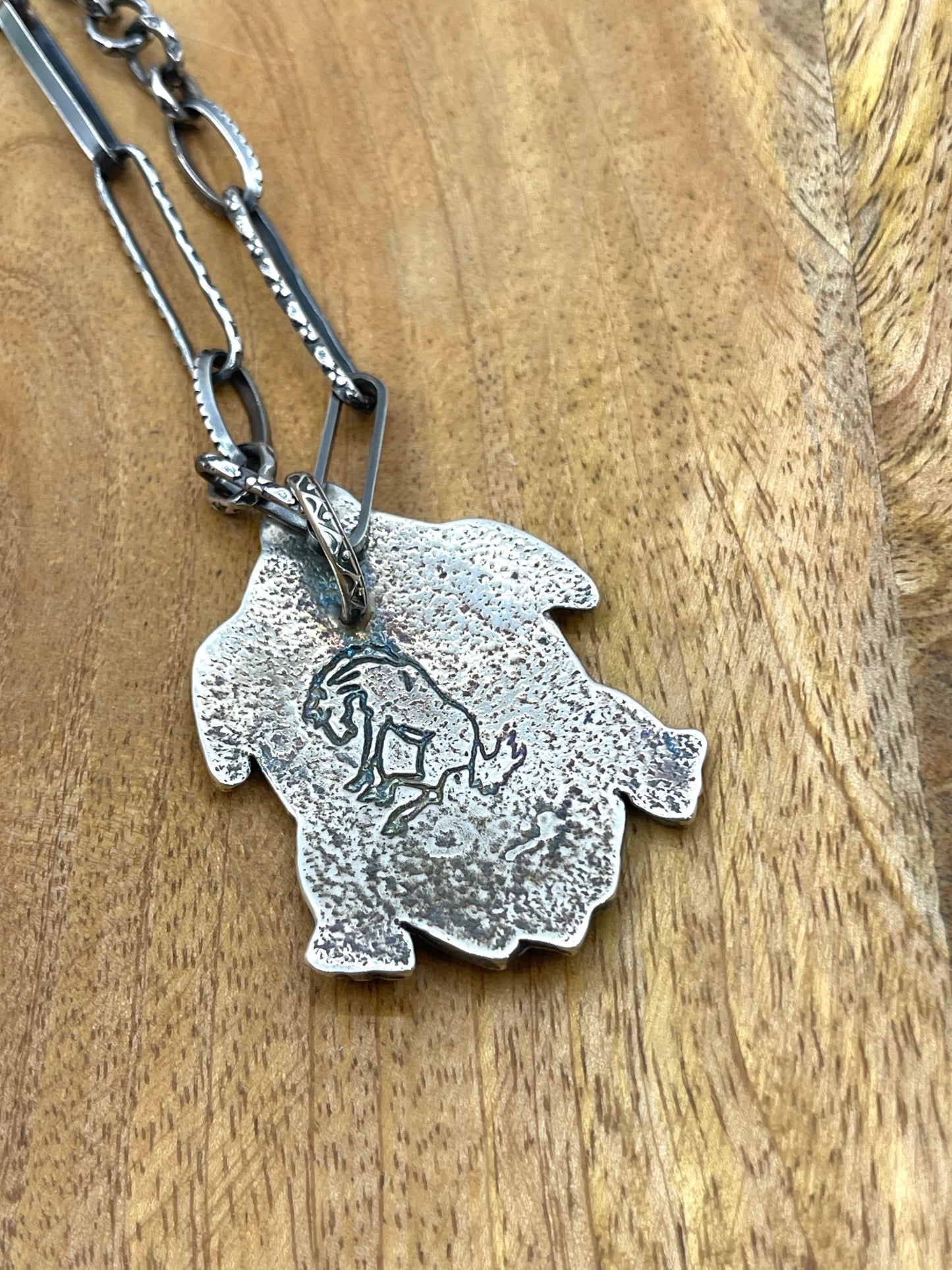 22" Turtle Association Pendant on Handmade Paperclip Chain, by Bad Bronc