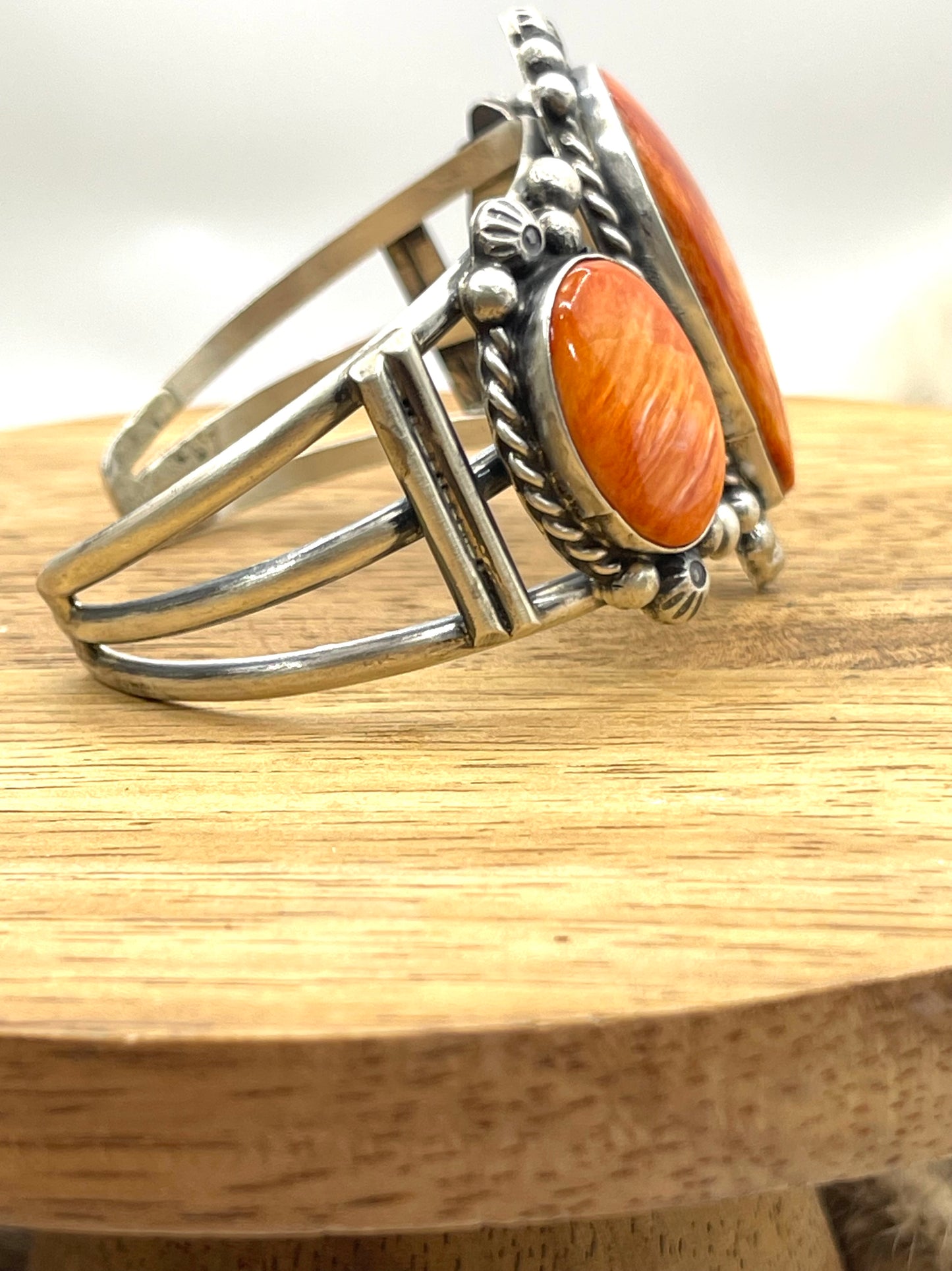 Orange Spiny Oyster Cuff by Augustine Largo, Navajo