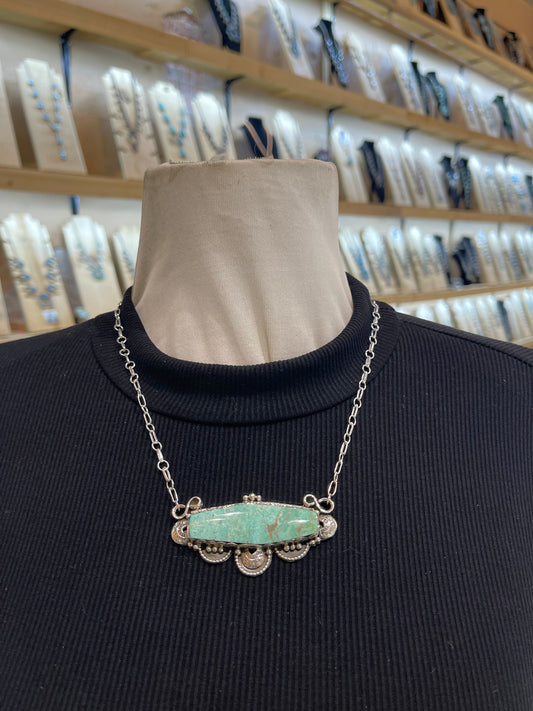 18" TURQUOISE BAR NECKLACE BY EMERSON DELGARITO, navajo