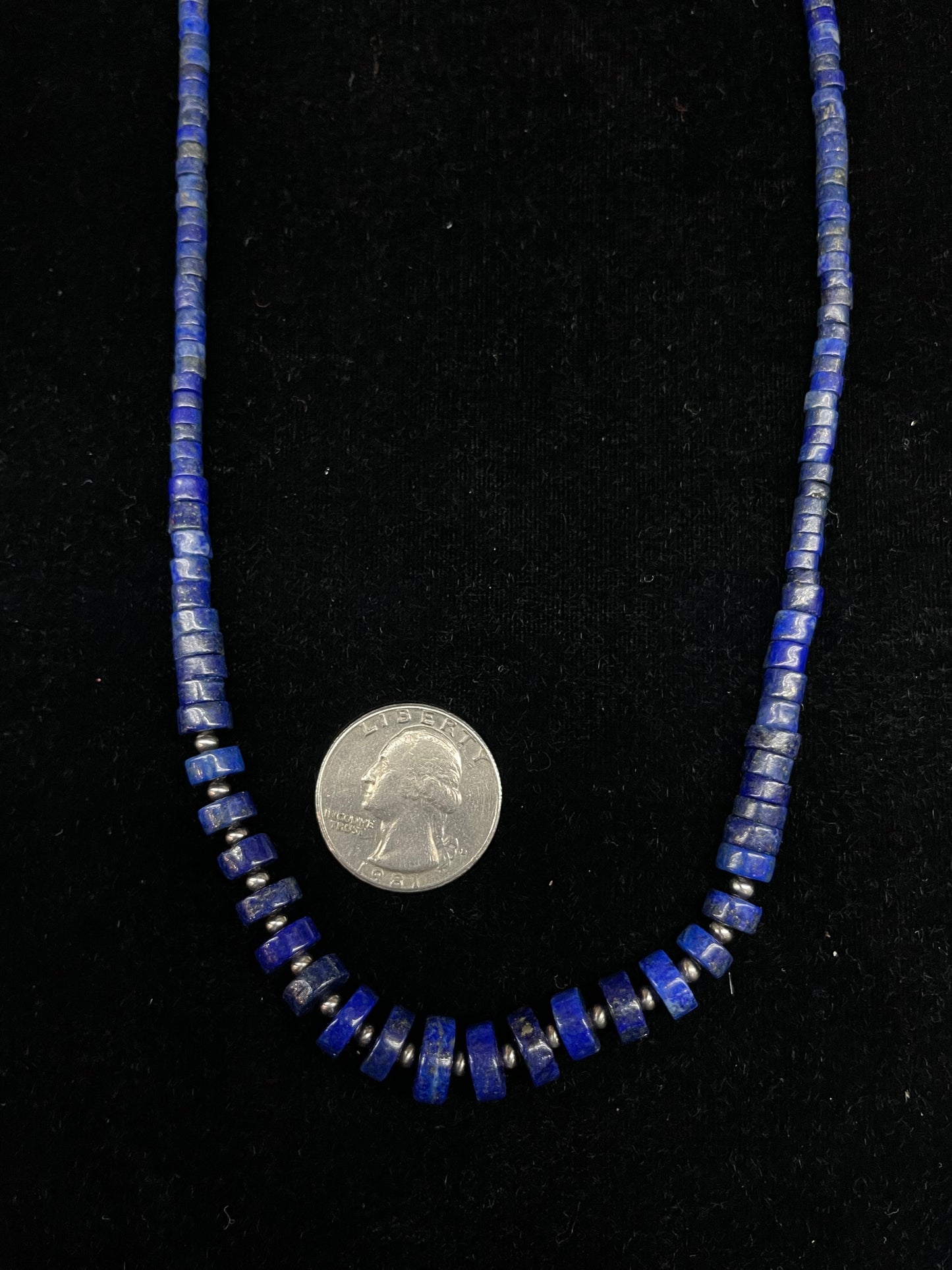 18" Graduated Lapis Heishi Bead Necklace