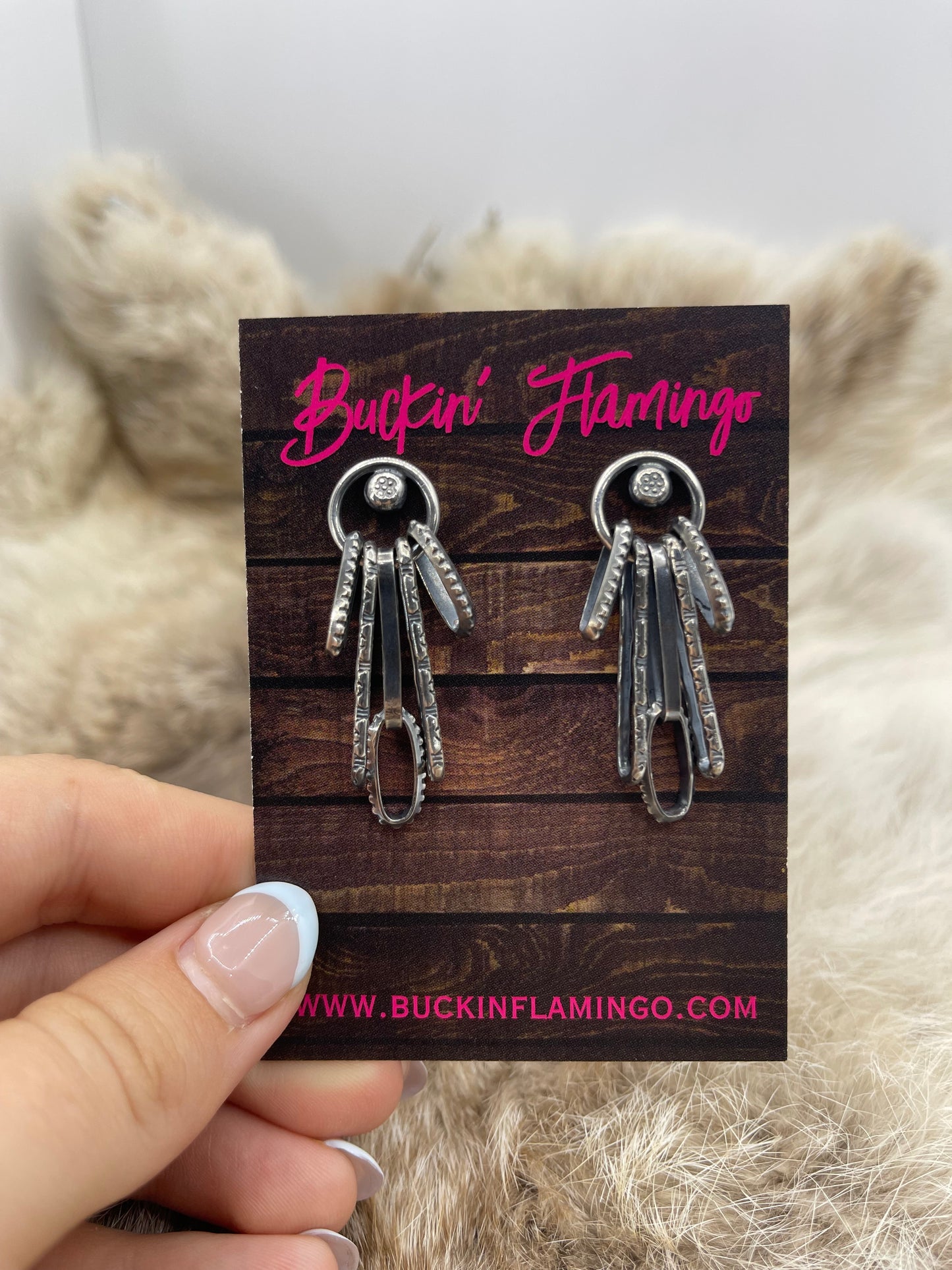 Bad Bronc Handmade Paperclip Chain Post Earrings
