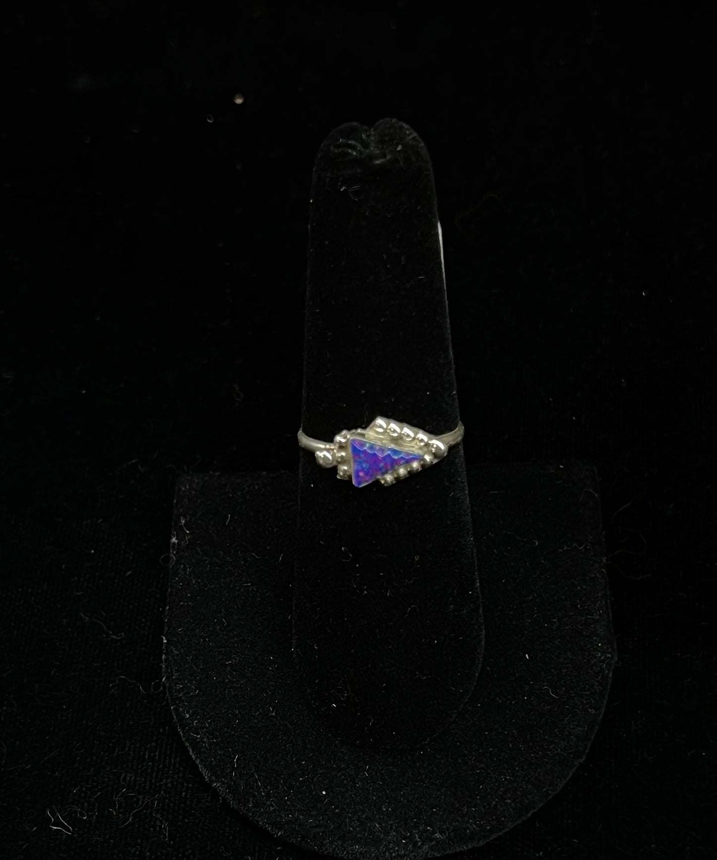 7.5 Blue Opal Triangle Ring