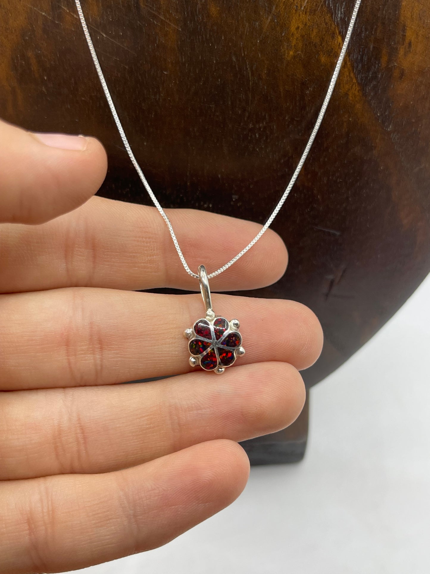 18" Chain with Maroon by Bernadette Lateyice, Zuni