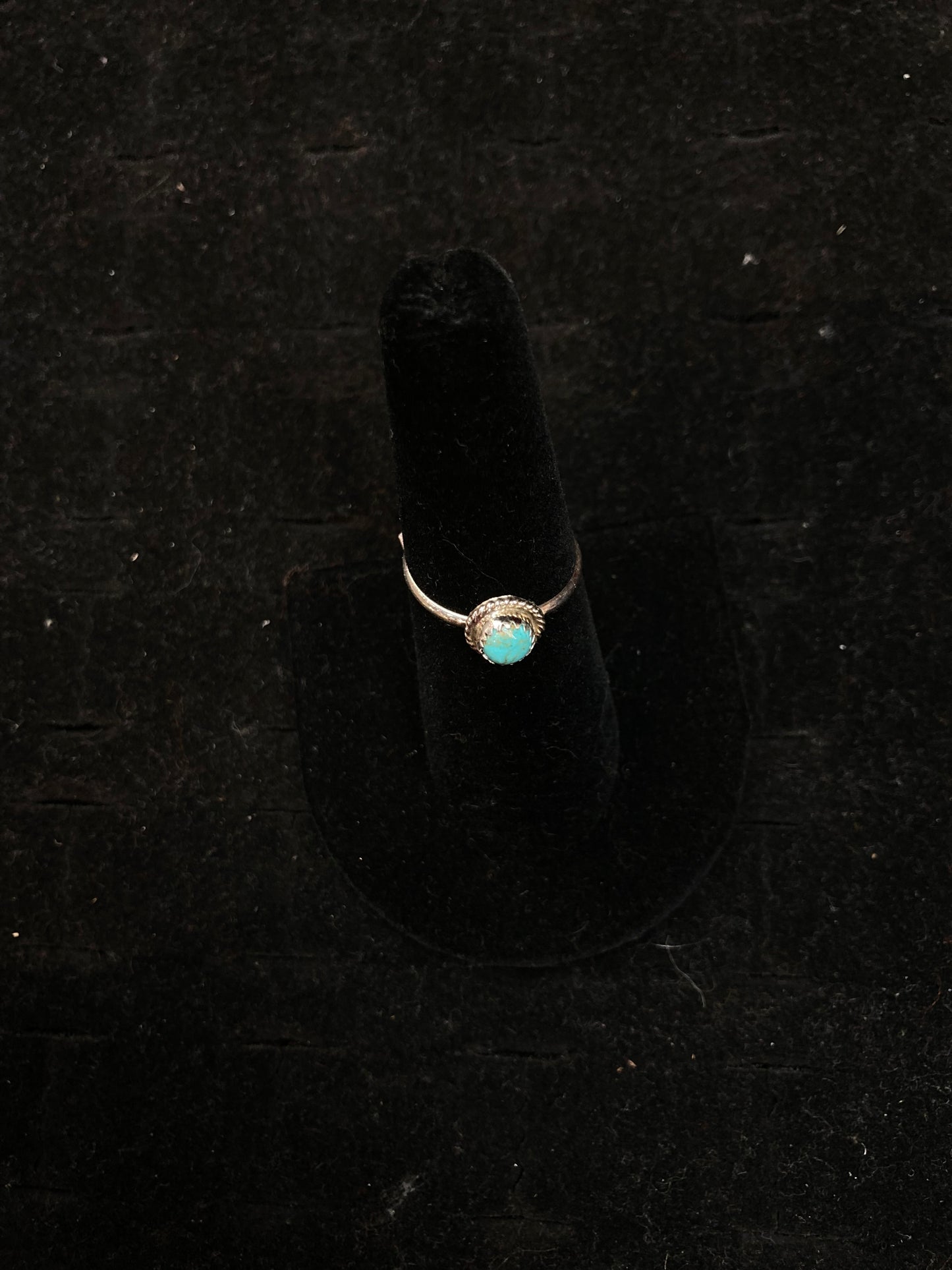 Turquoise Circle Rings with Thin Ring Band by Esther White, Navajo