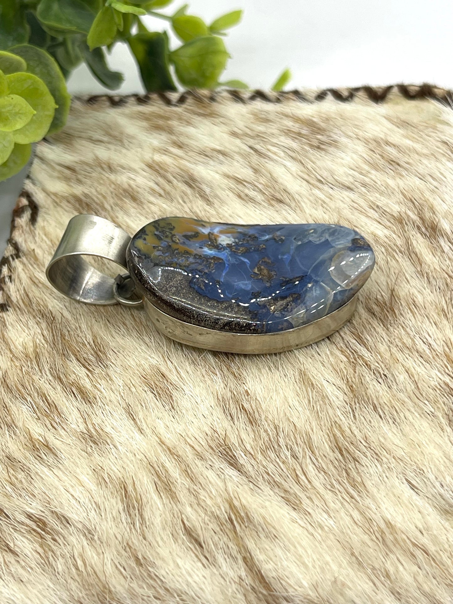 Natural Australian Boulder Opal Pendant with 15.5mm Bale by Harold Joe, Navajo