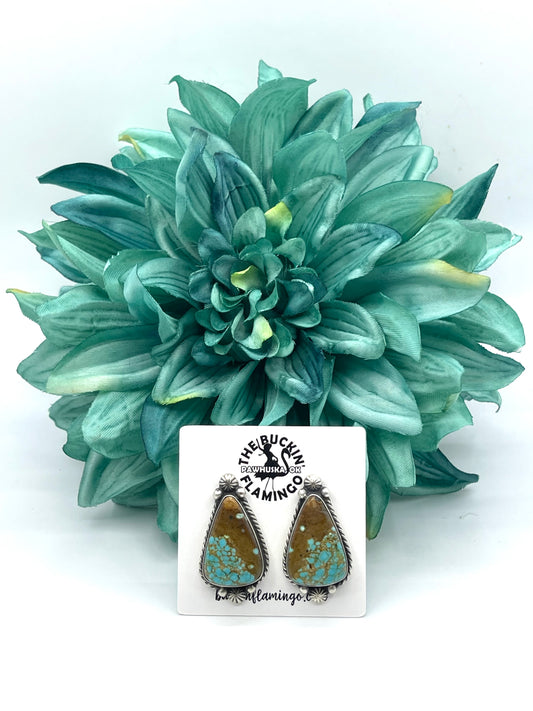 #8 Turquoise Top Post Earring by Elouise Kee, Navajo