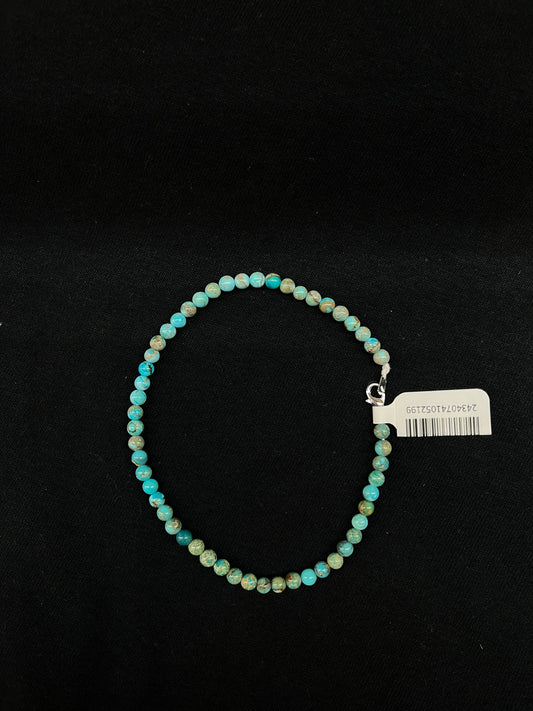 9 3/4" Turquoise Beaded Anklet by Ramona Calabaza, Santo Domingo