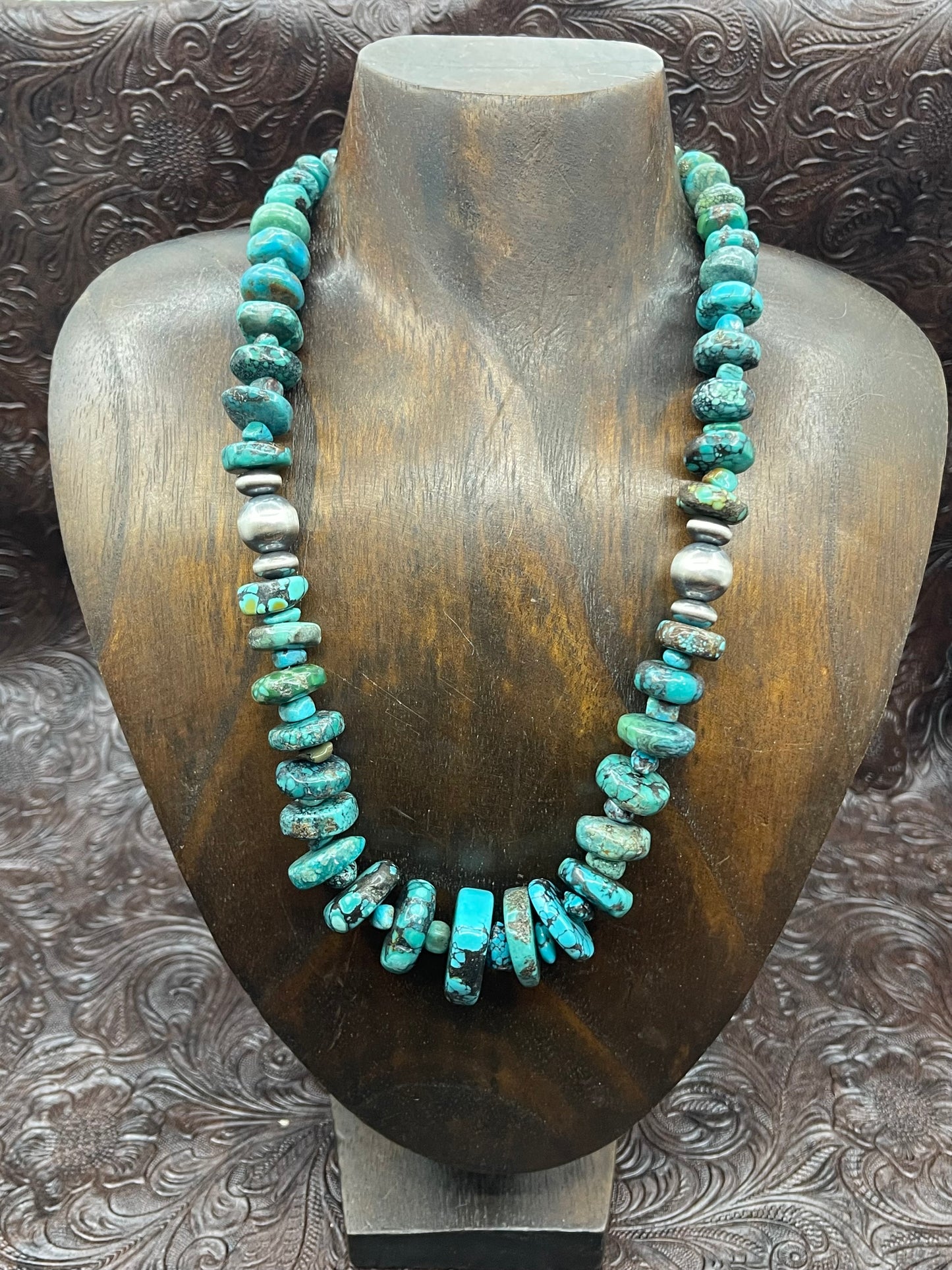 19''+1'' Extender Graduated Royston Turquoise Necklace