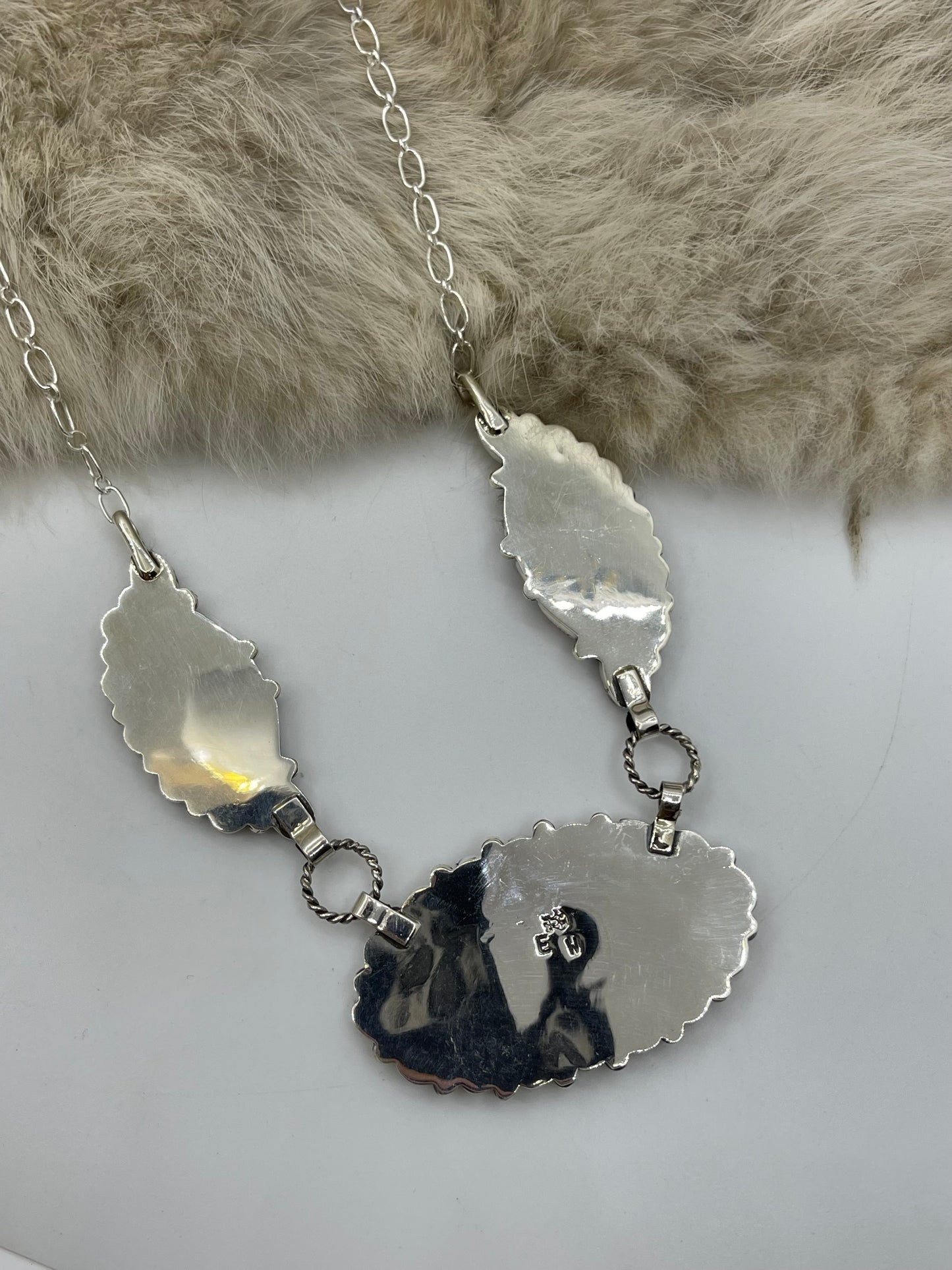 22" Orange Spiny Oyster Shell Necklace by Eunice Wilson, Navajo